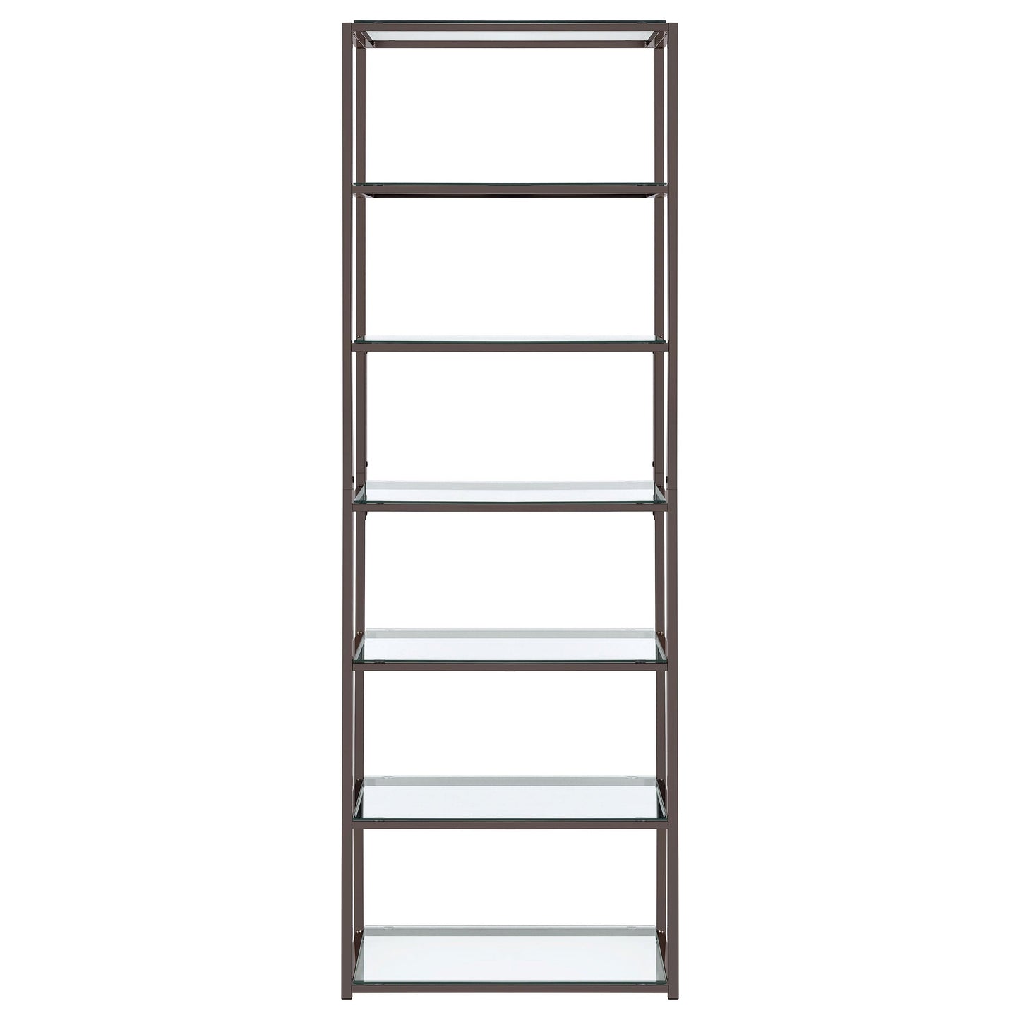 Kate 78-inch 5-shelf Glass Bookshelf Black Nickel