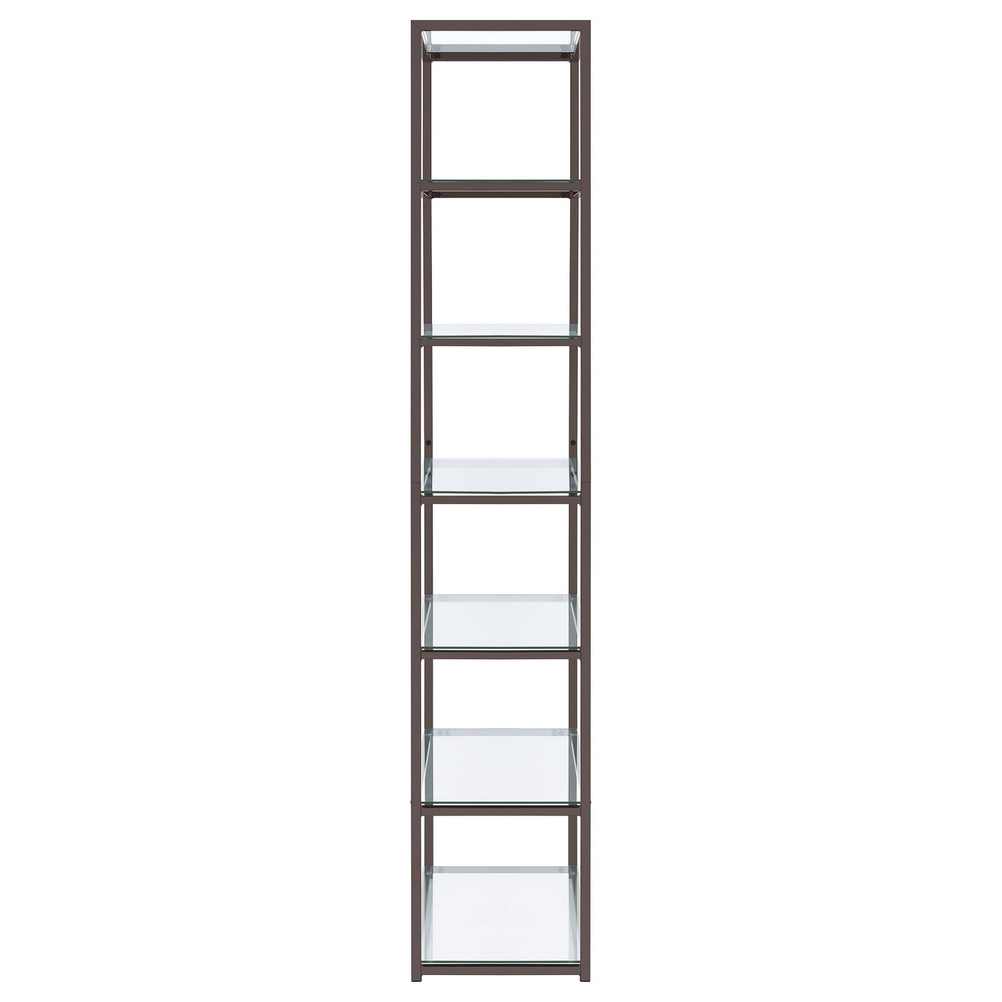 Kate 78-inch 5-shelf Glass Bookshelf Black Nickel