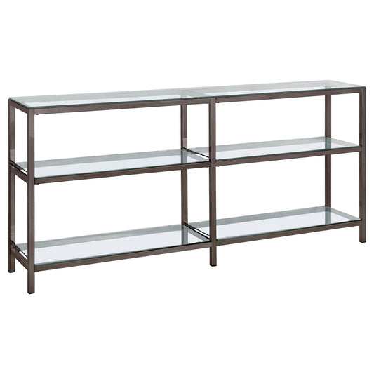 Kate 55-inch 4-shelf Console Bookcases Black Nickel