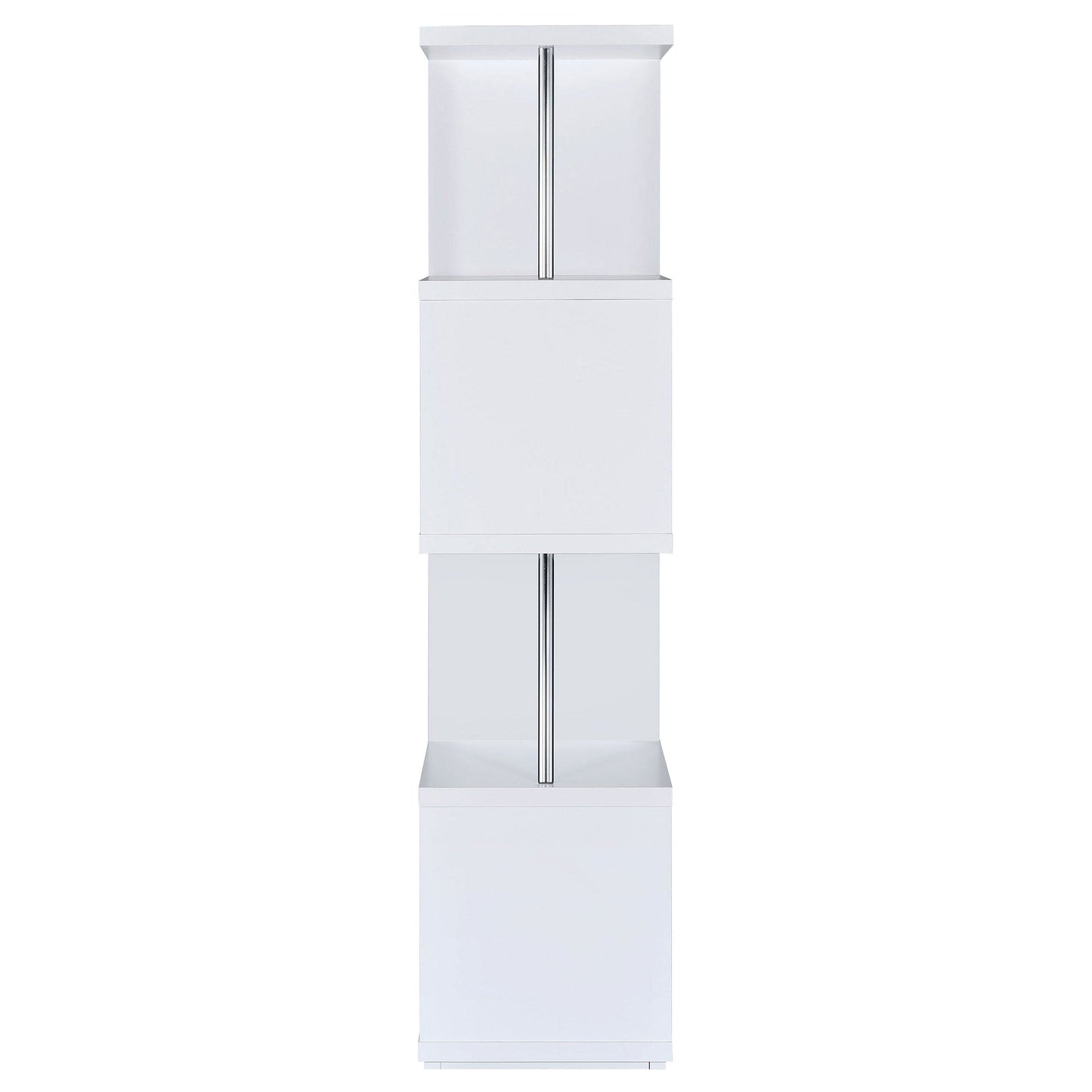 Baxter 67-inch 4-shelf Bookshelf White and Chrome