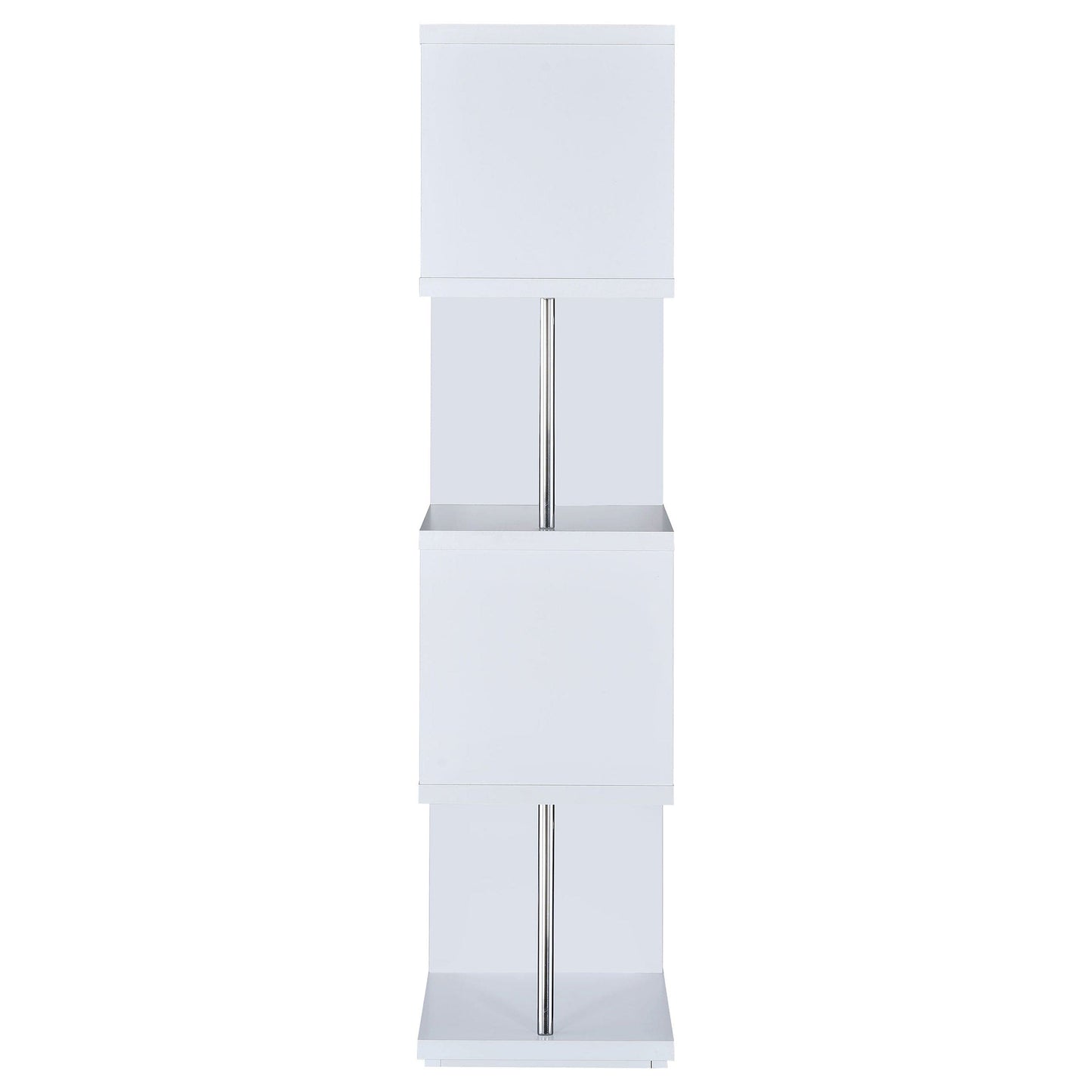 Baxter 67-inch 4-shelf Bookshelf White and Chrome