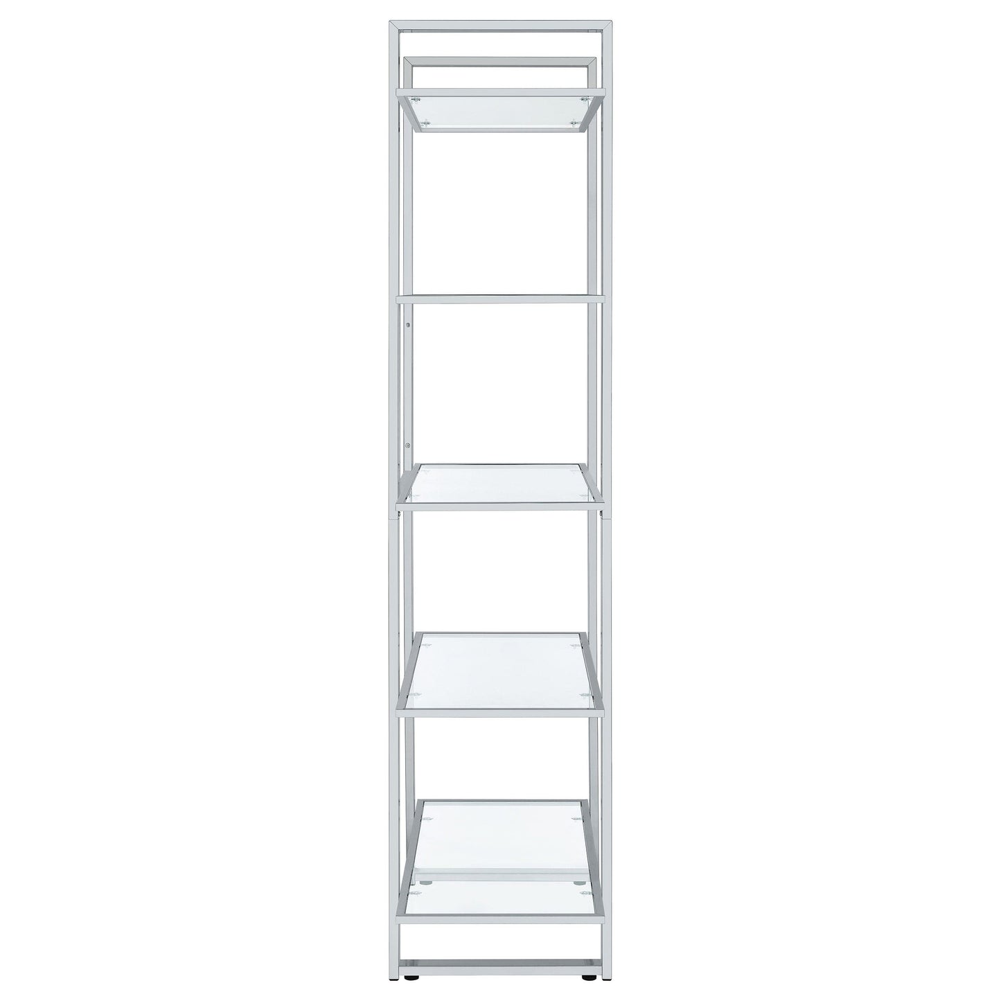 Hartford 79-inch 5-shelf Glass Bookshelf Chrome