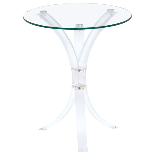 Laning Round Glass Top Acrylic Side Table Clear