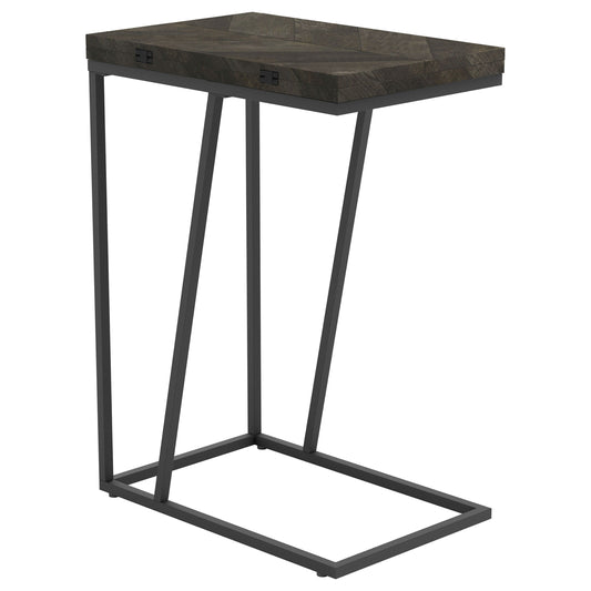 Carly Expandable Engineered Wood C-Shaped Side Table Grey