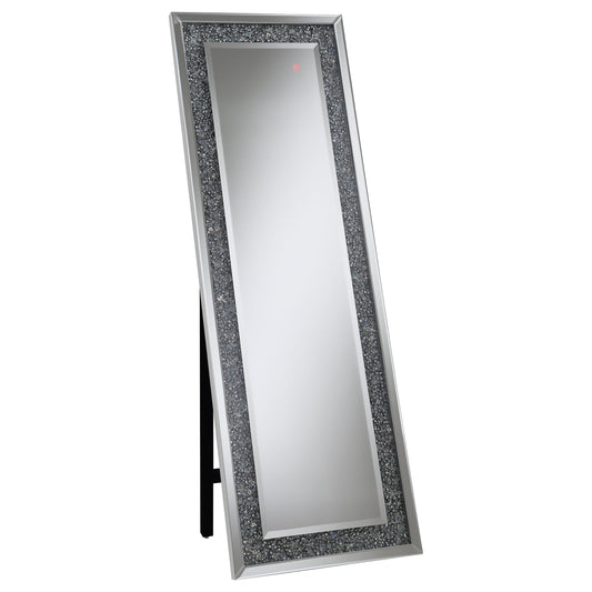Carisi 22 x 61 Inch Faux Crystal LED Standing Mirror Silver
