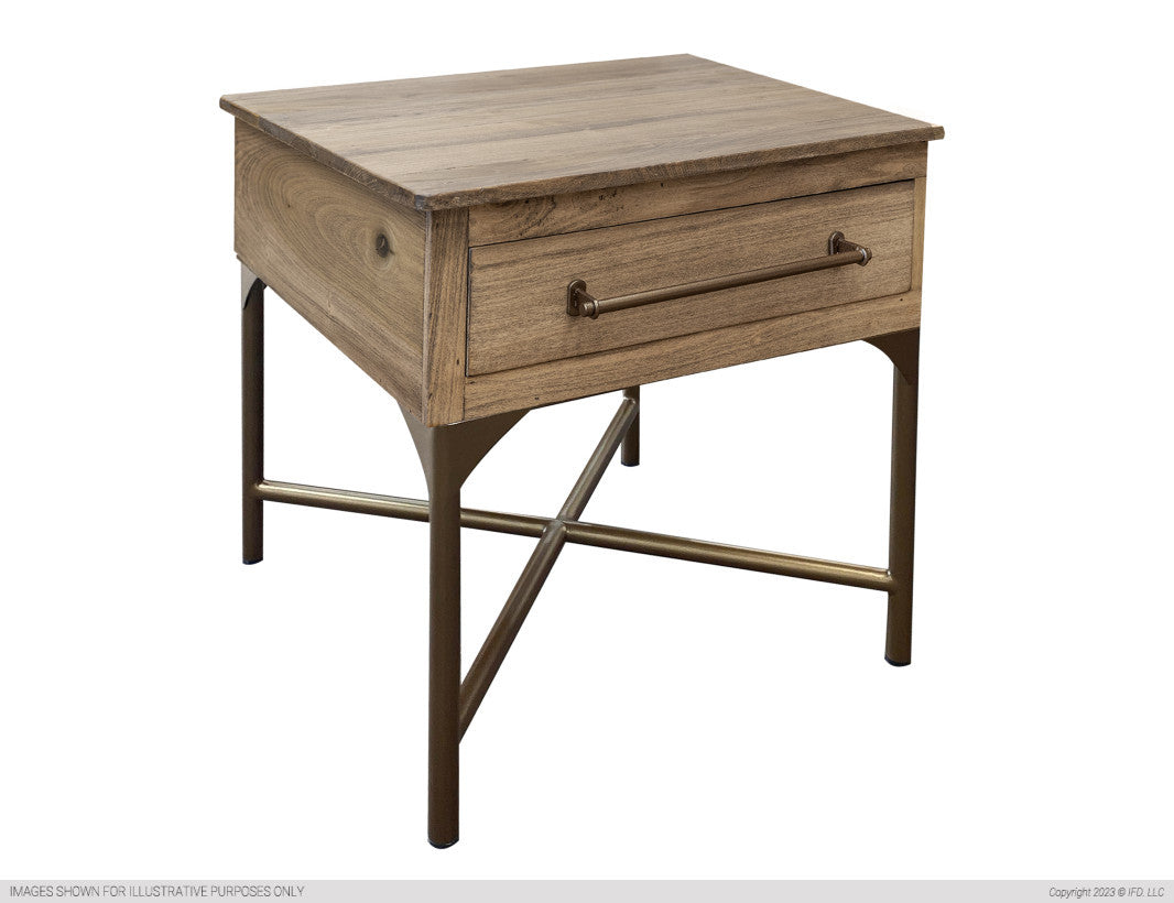 Metal Base Chairside Table