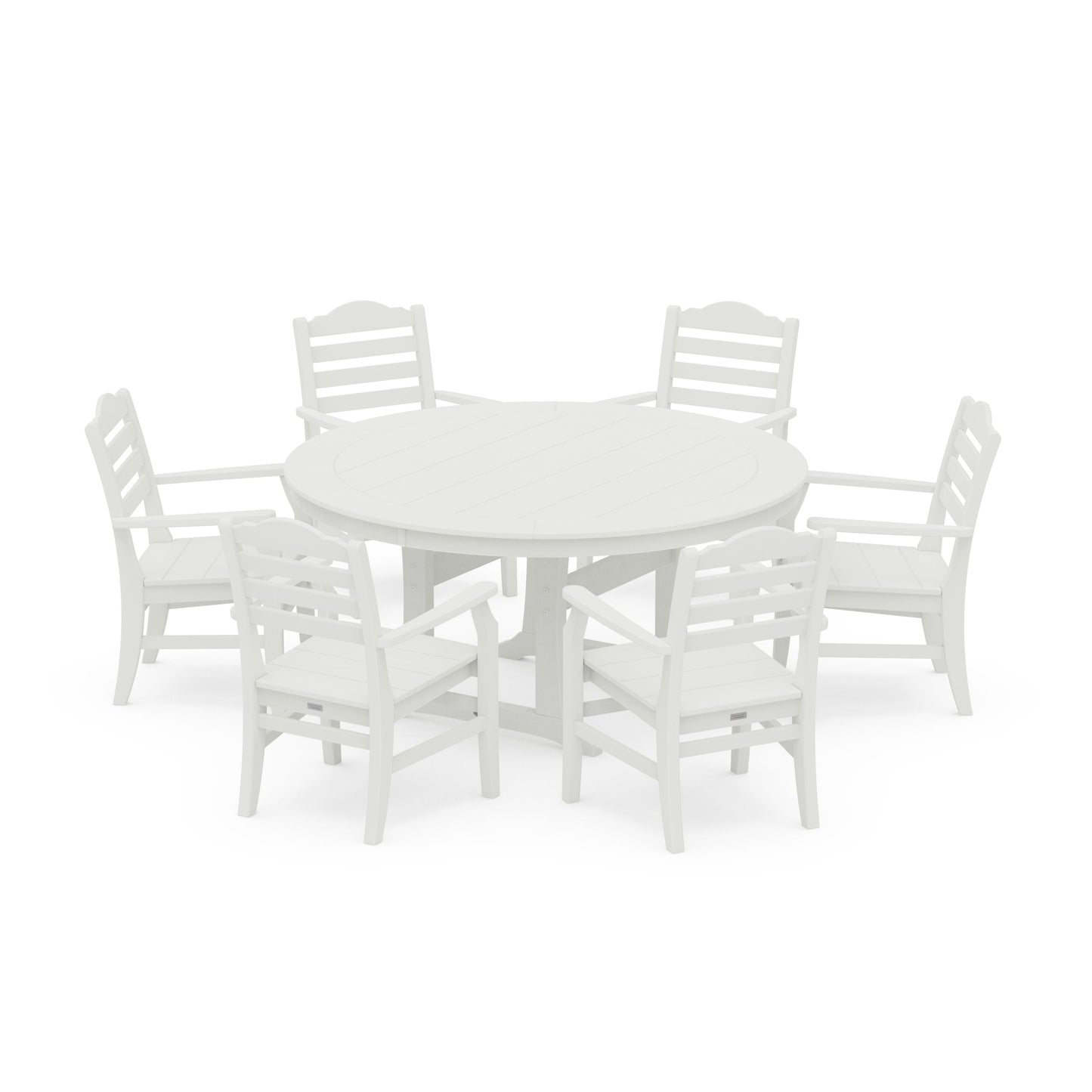 POLYWOOD Savannah 7-Piece Arm Chair Round Dining Set — Vintage White