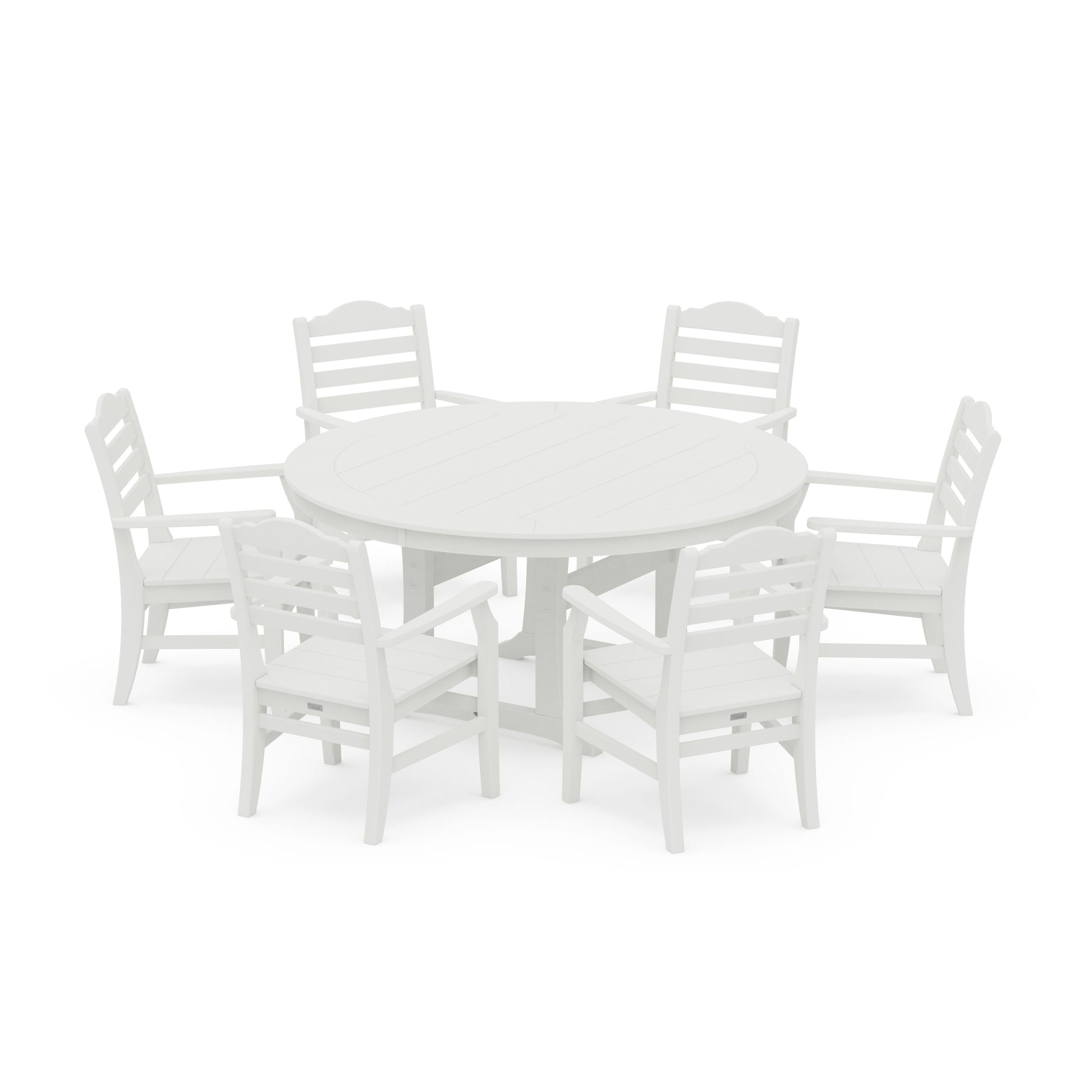 POLYWOOD Savannah 7-Piece Arm Chair Round Dining Set — Vintage White