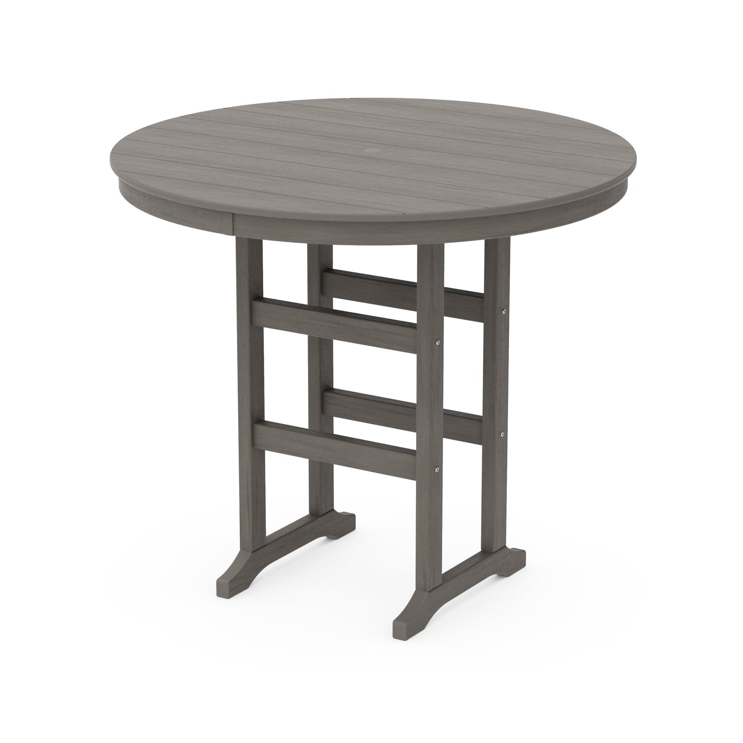 POLYWOOD 48" Round Farmhouse Bar Table — Driftwood