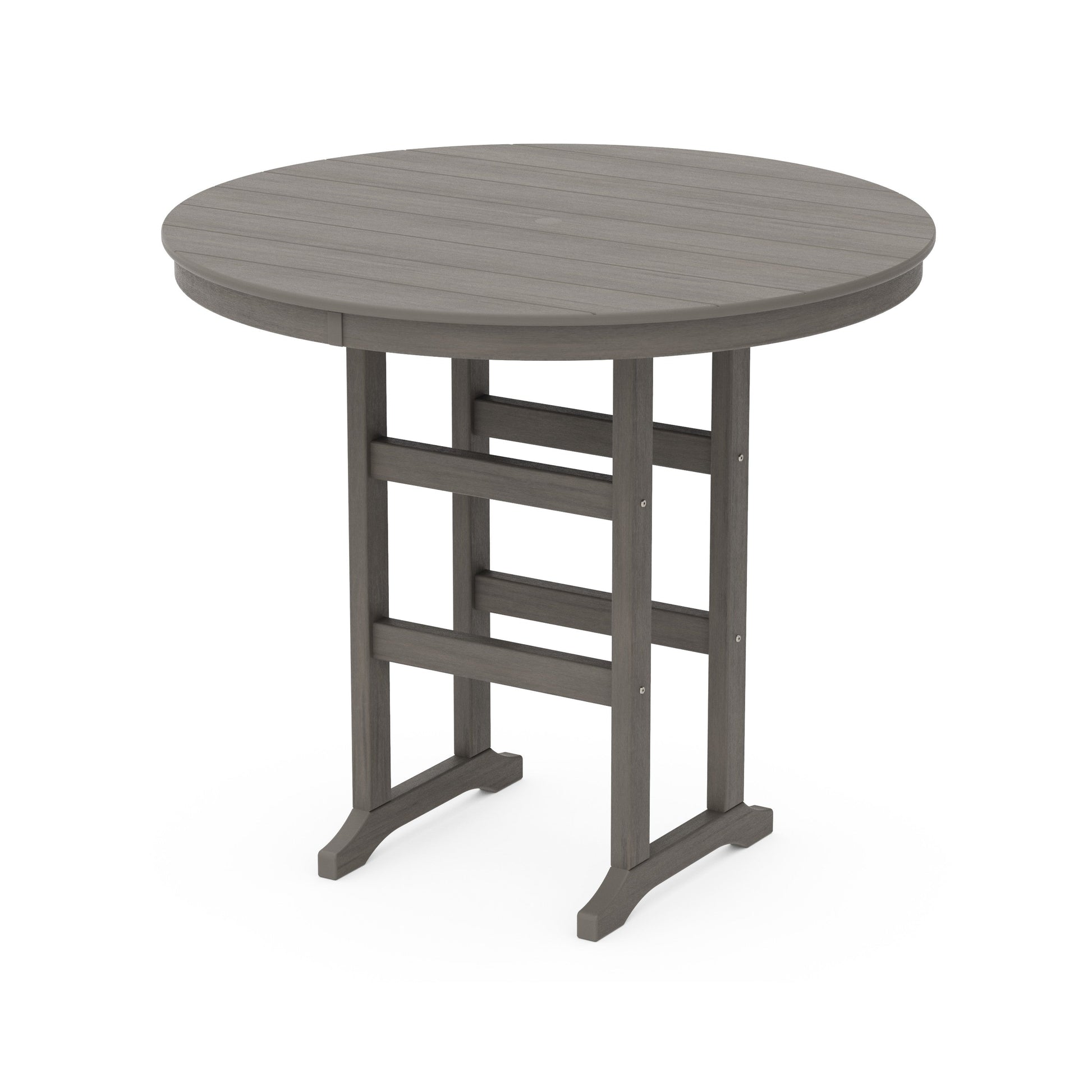 POLYWOOD 48" Round Farmhouse Bar Table — Driftwood