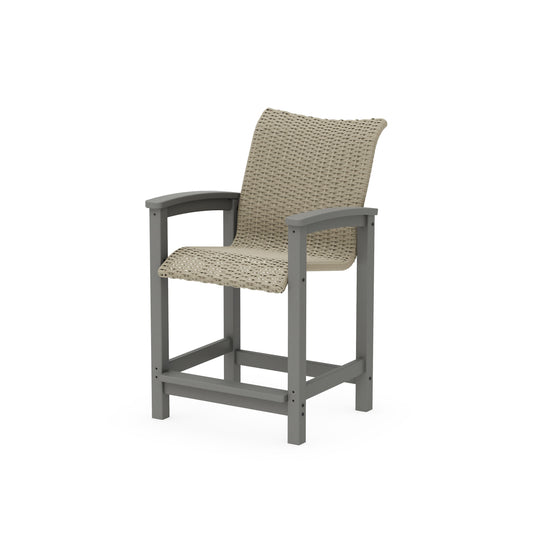 POLYWOOD Coastal Woven Counter Chair — Slate Grey / Dune Grass
