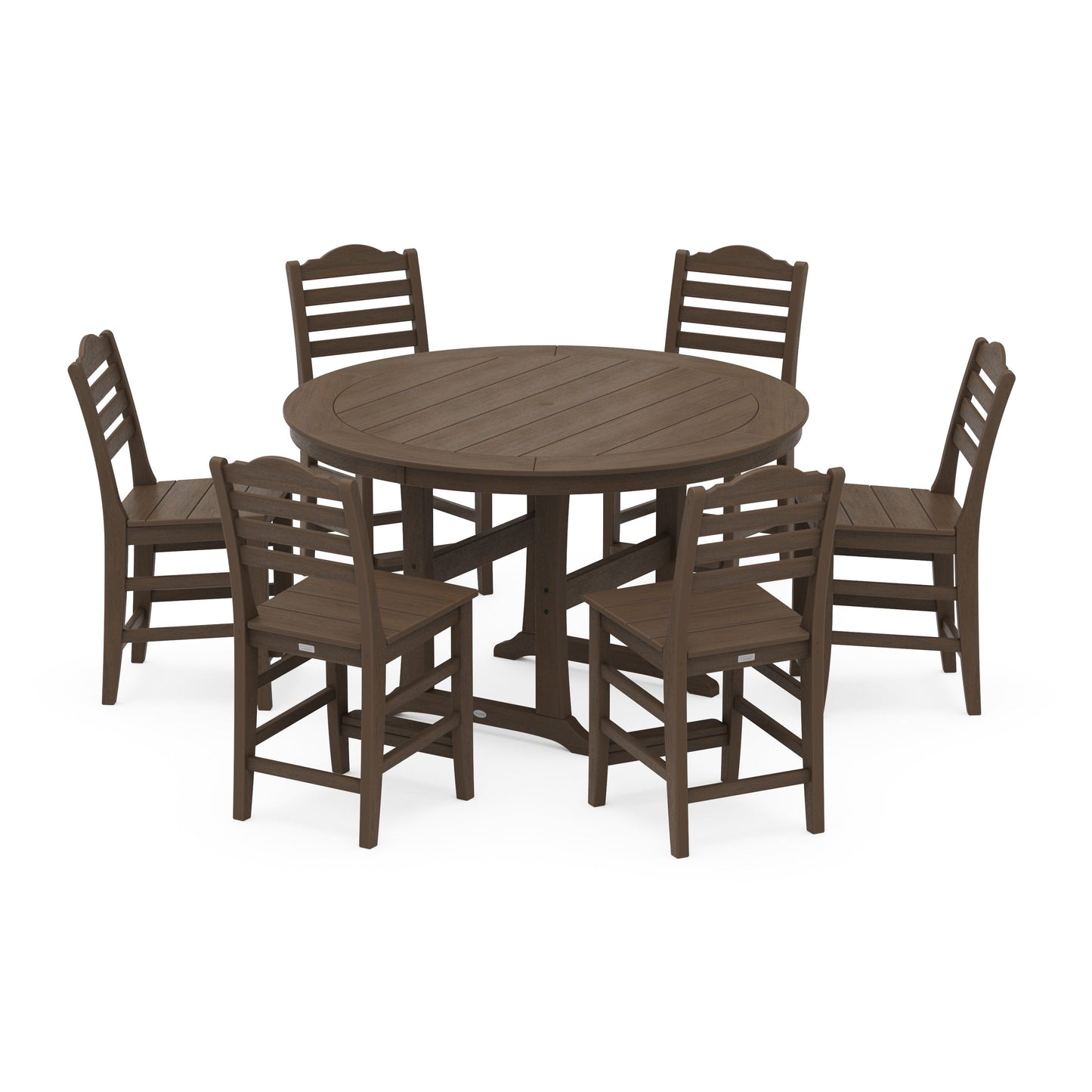 POLYWOOD Savannah 7-Piece Side Chair Round Counter Set — Kona
