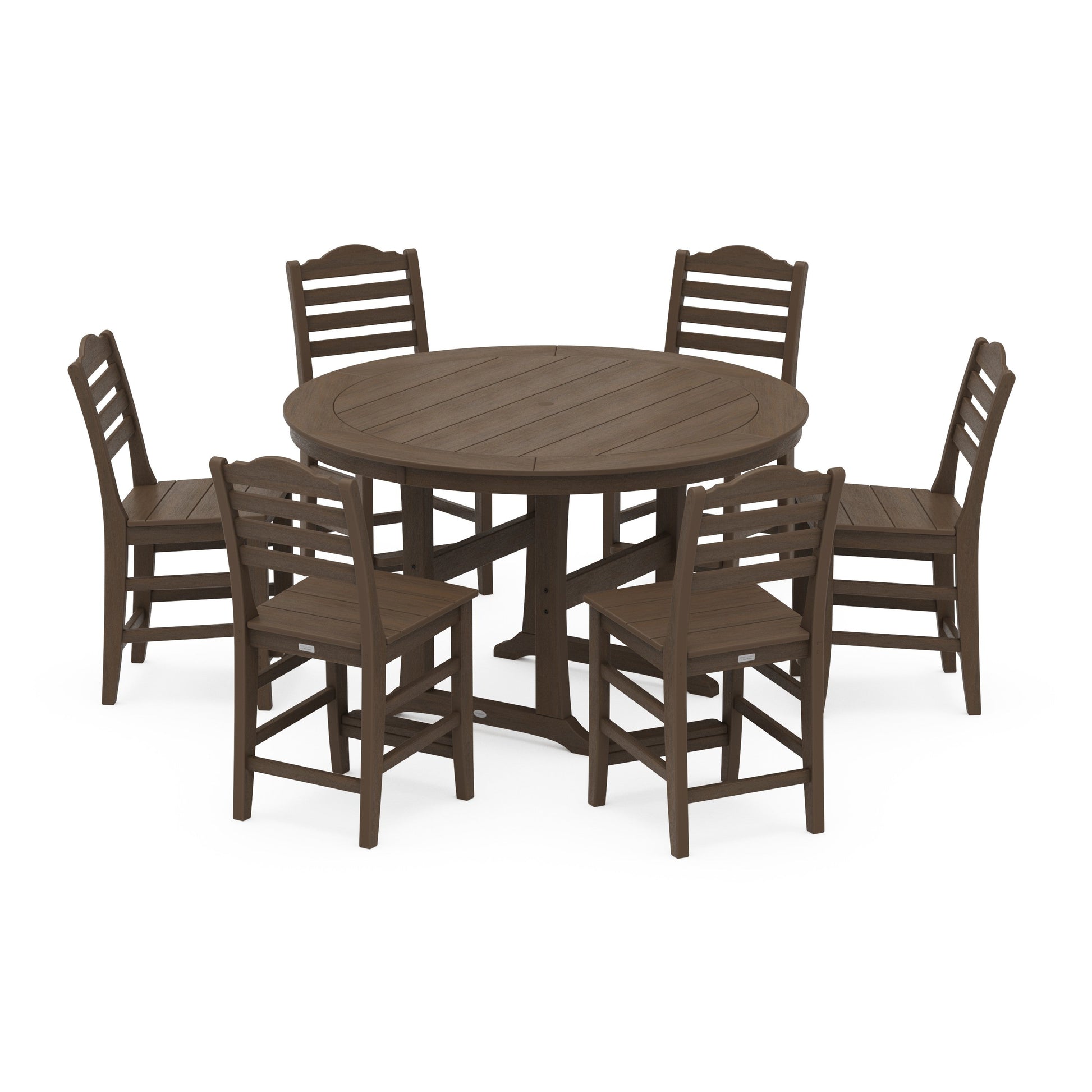 POLYWOOD Savannah 7-Piece Side Chair Round Counter Set — Kona