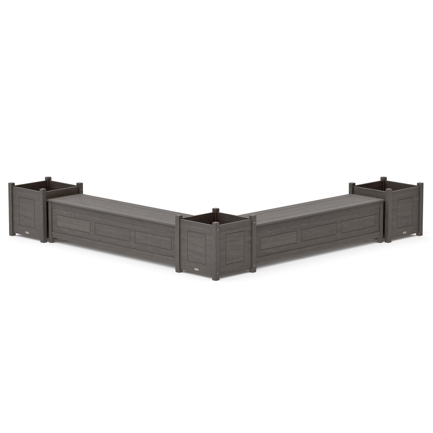 POLYWOOD 72" Country Living L- Shaped Planter Storage Bench Corner Set- Large — Driftwood