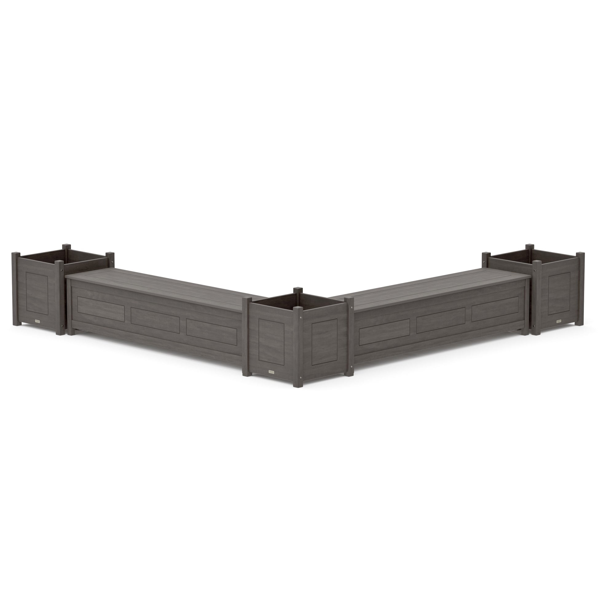POLYWOOD 72" Country Living L- Shaped Planter Storage Bench Corner Set- Large — Driftwood