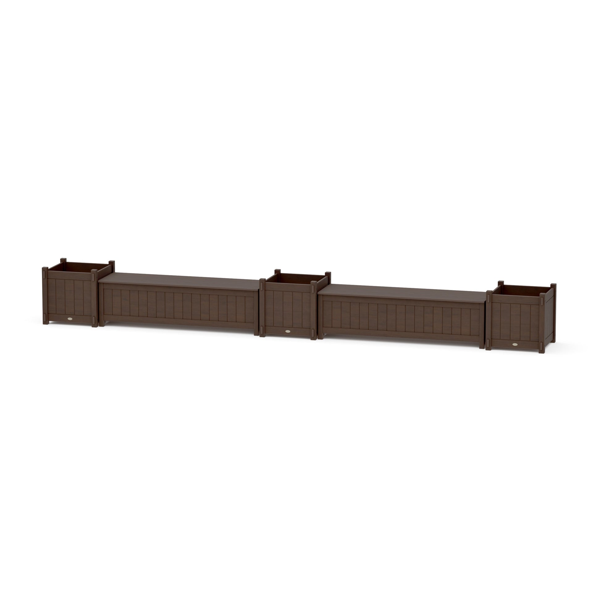 POLYWOOD 60" Vineyard Straight Double Planter Storage Bench Set- Large — Kona
