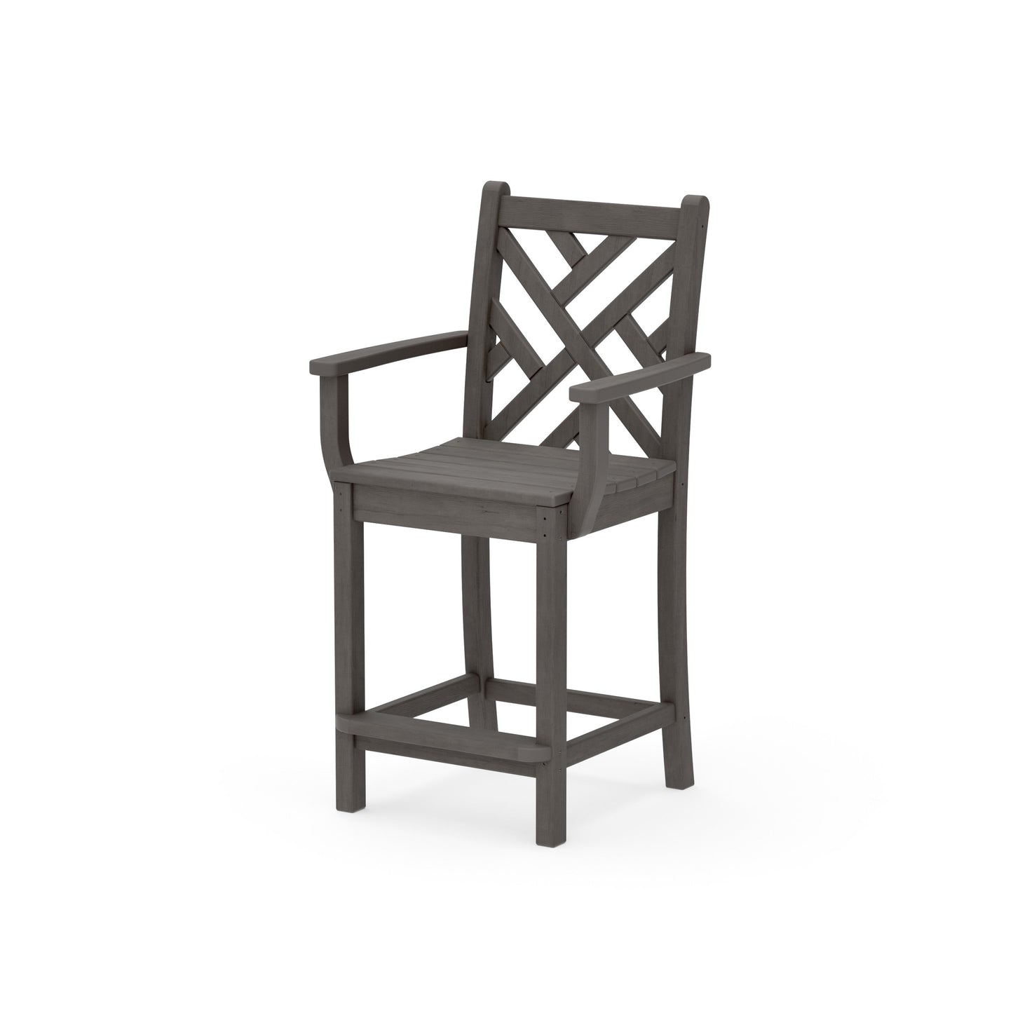 POLYWOOD Chippendale Counter Arm Chair — Driftwood