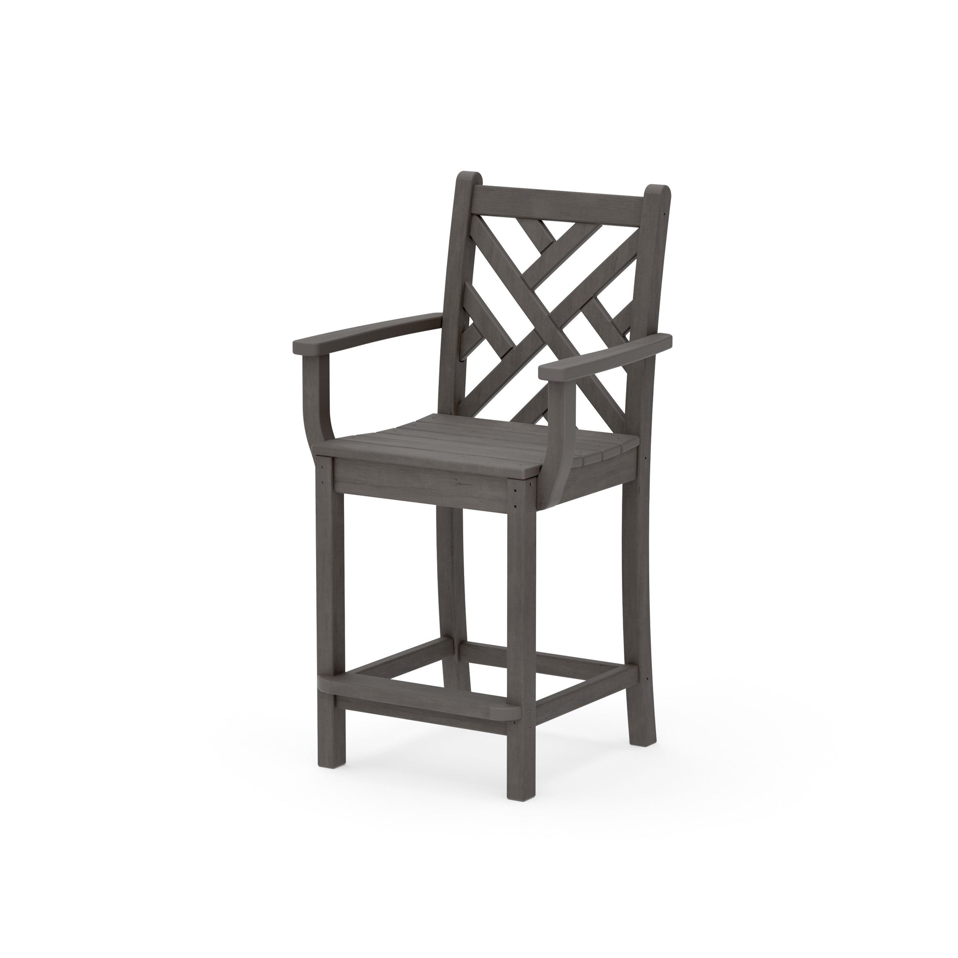 POLYWOOD Chippendale Counter Arm Chair — Driftwood
