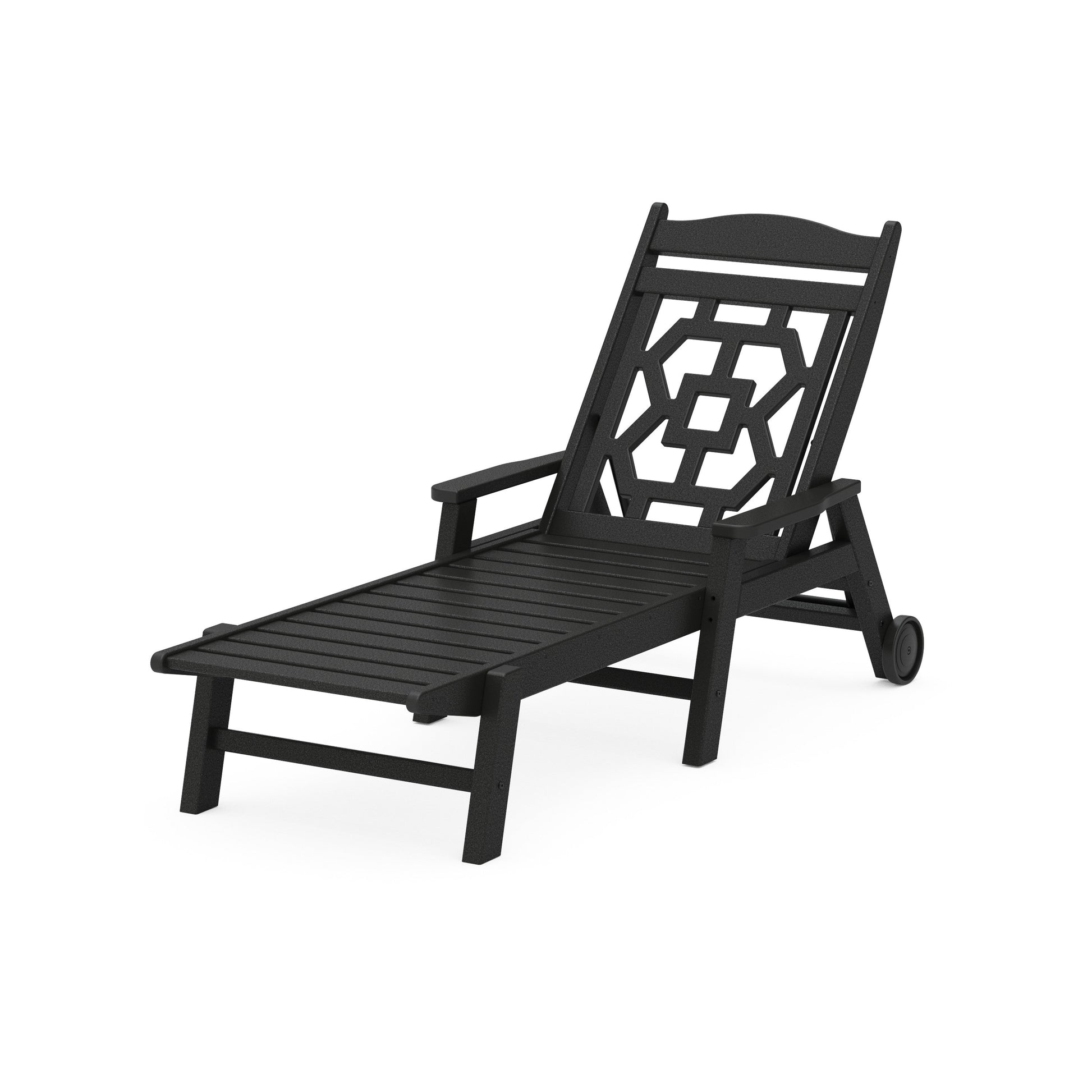 POLYWOOD Chinoiserie Chaise Lounge — Black