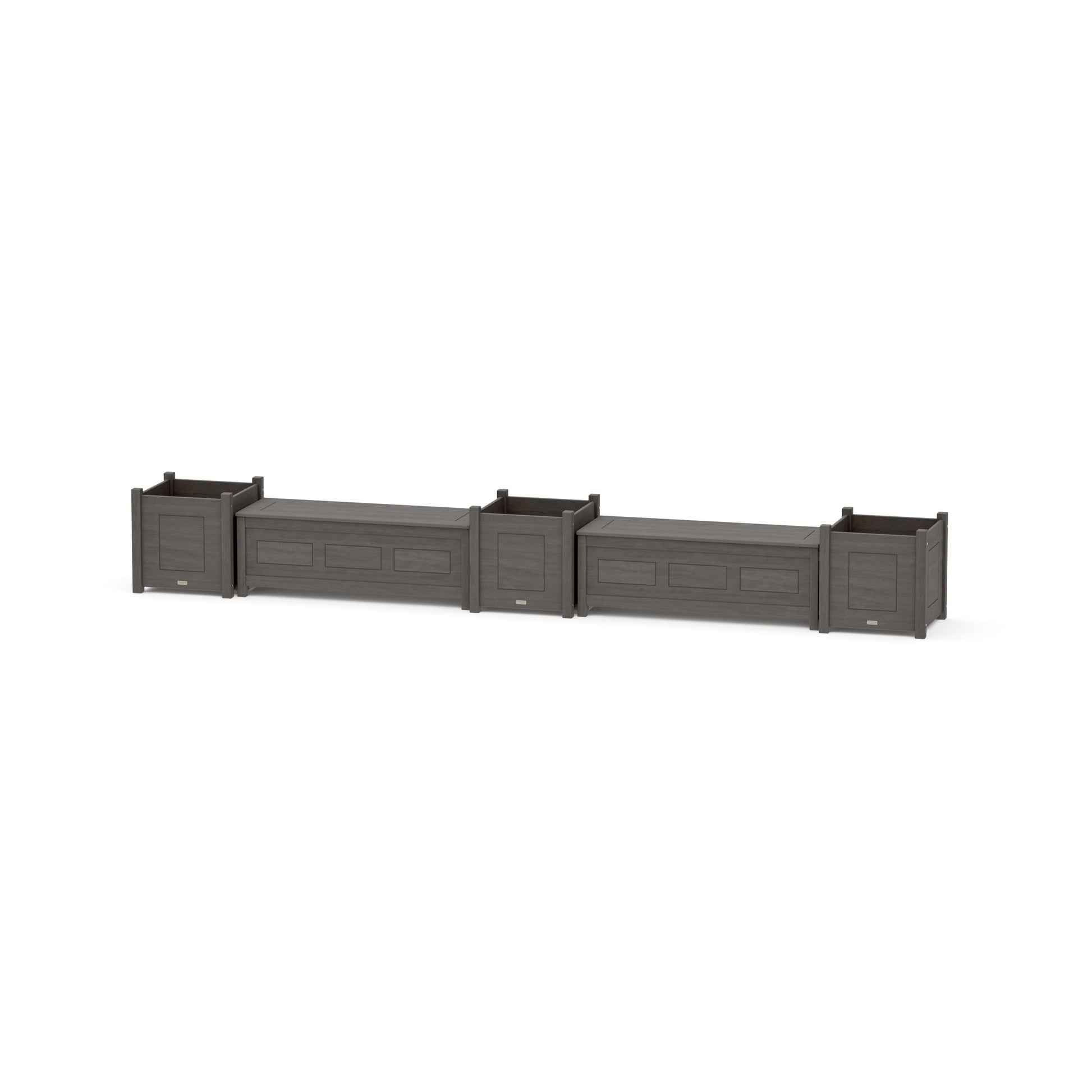 POLYWOOD 48" Country Living Straight Double Planter Storage Bench Set- Large — Driftwood