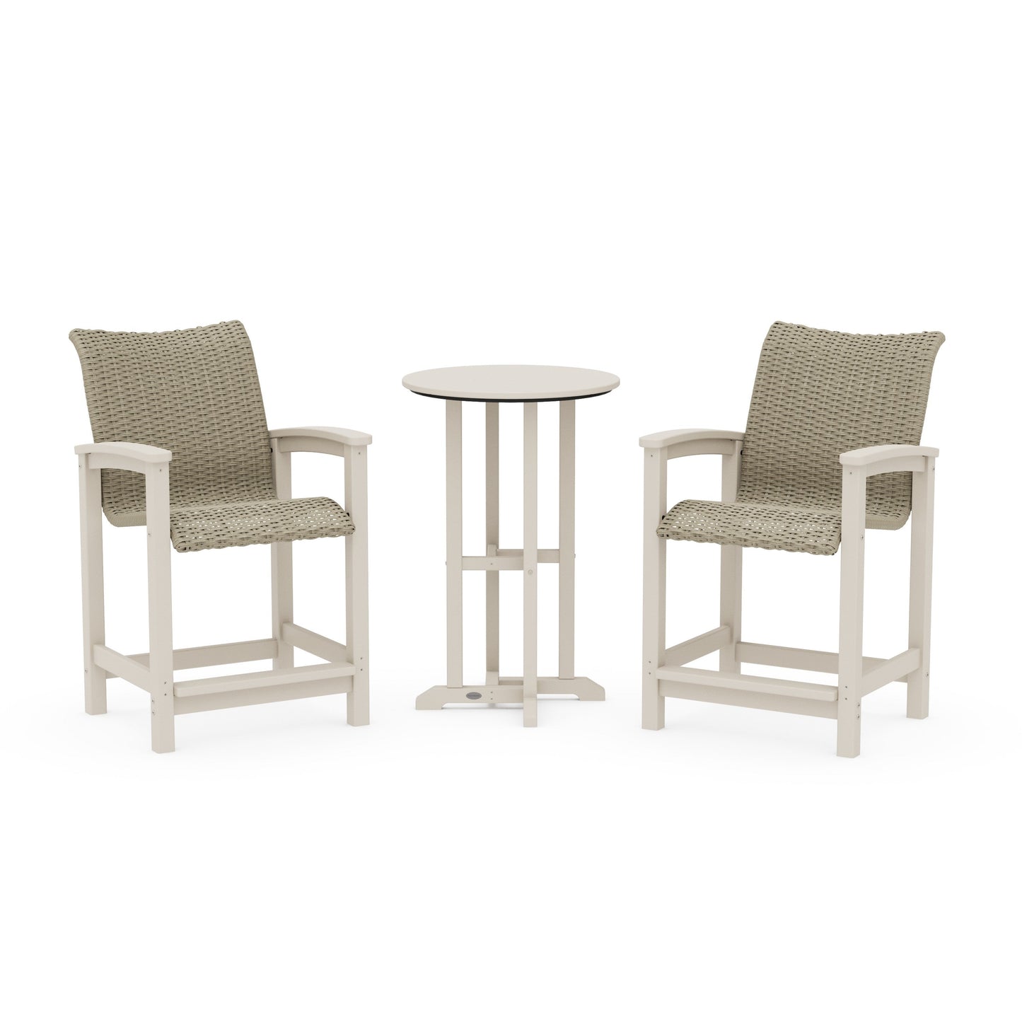 POLYWOOD Coastal Woven 3-Piece Farmhouse Counter Set — Sand / Dune Grass