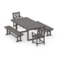 POLYWOOD Chippendale 5-Piece Dining Set with Benches — Driftwood