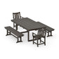 POLYWOOD Traditional Garden 5-Piece Dining Set with Benches — Vintage Coffee
