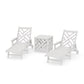 POLYWOOD Chippendale 3-Piece Chaise Set with Umbrella Stand Accent Table — Vintage White