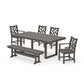 POLYWOOD Chippendale 6-Piece Dining Set with Bench — Driftwood