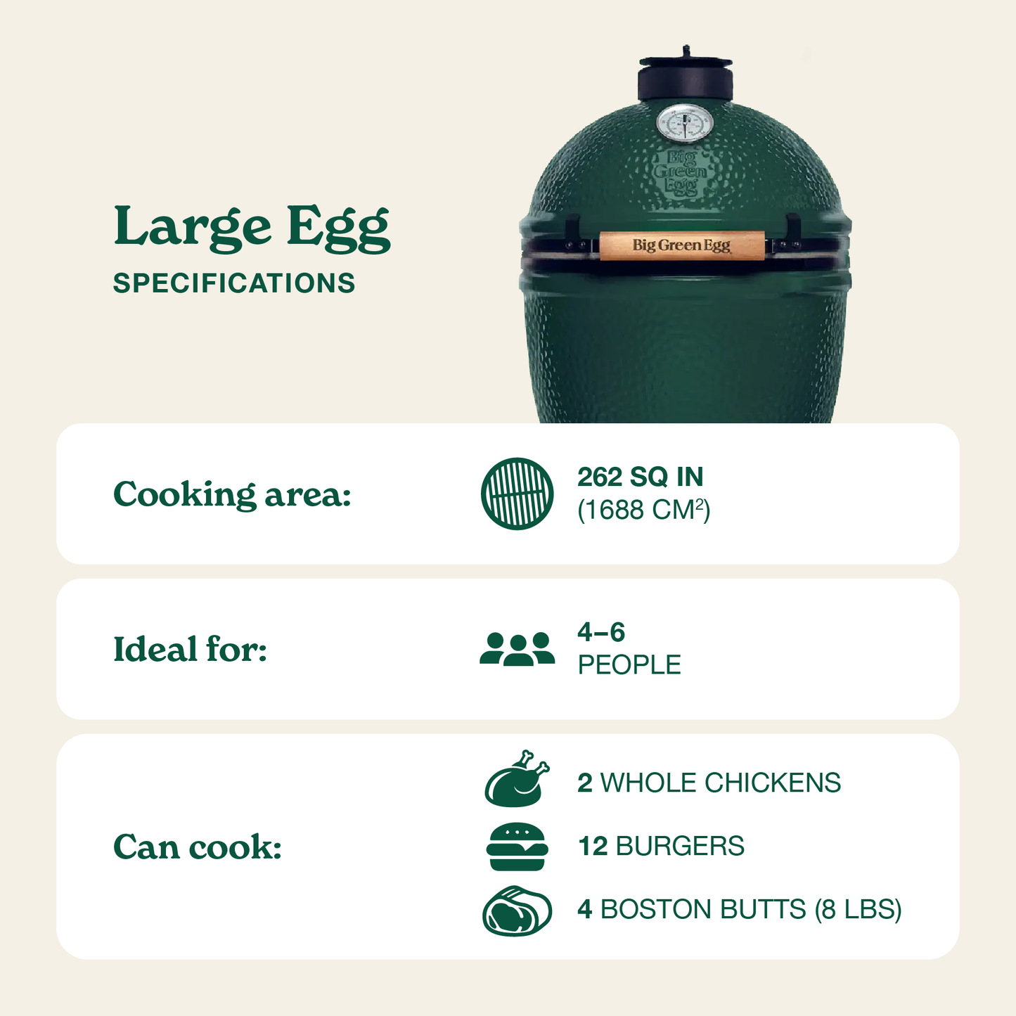 Large Big Green Egg in Acacia Table Package