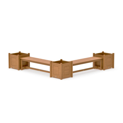 POLYWOOD 60" Country Living L- Shaped Planter Bench Corner Set - Large — Natural