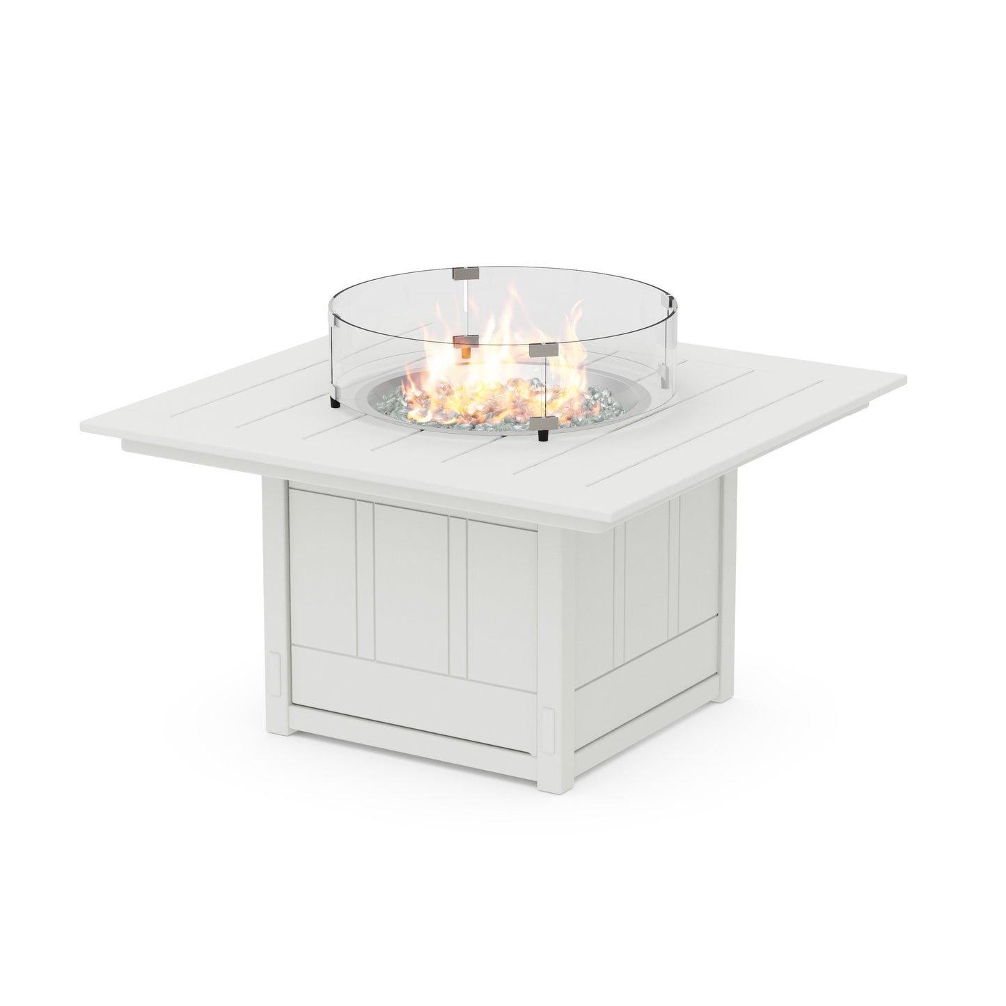 POLYWOOD Acadia Square 42" Fire Pit Table — Vintage White