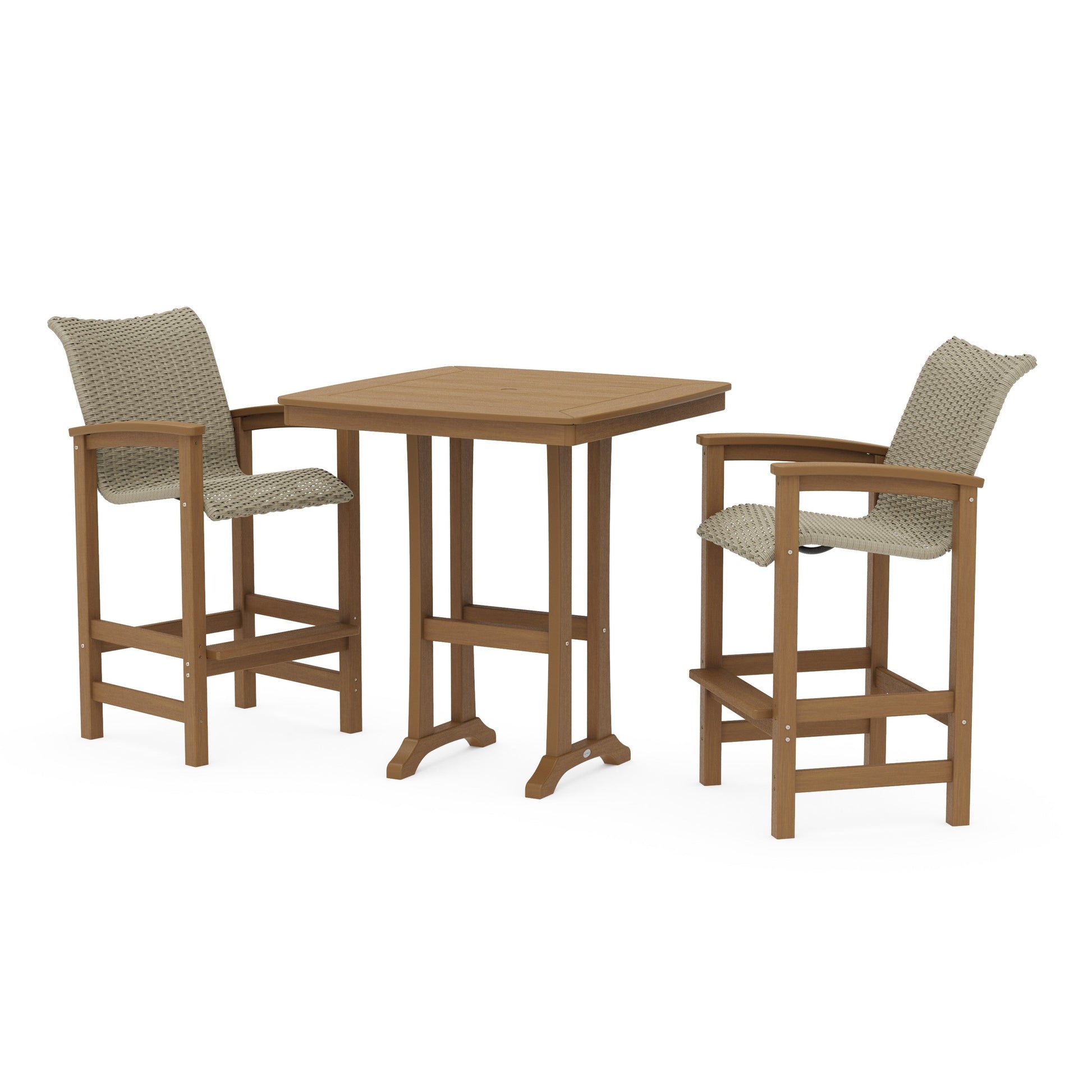 POLYWOOD Coastal Woven 3-Piece Bar Set — Natural / Dune Grass