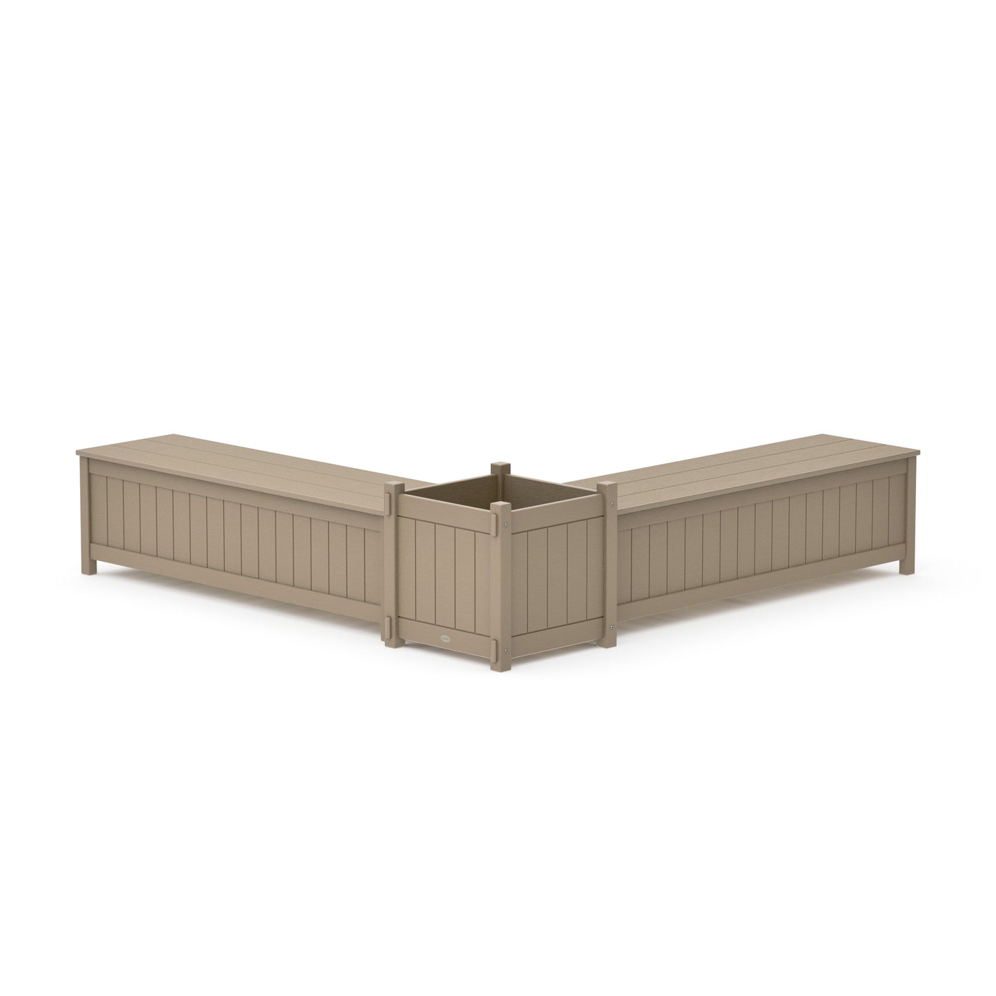 POLYWOOD 60" Vineyard L- Shaped Planter Storage Bench Set- Large — Vintage Sahara
