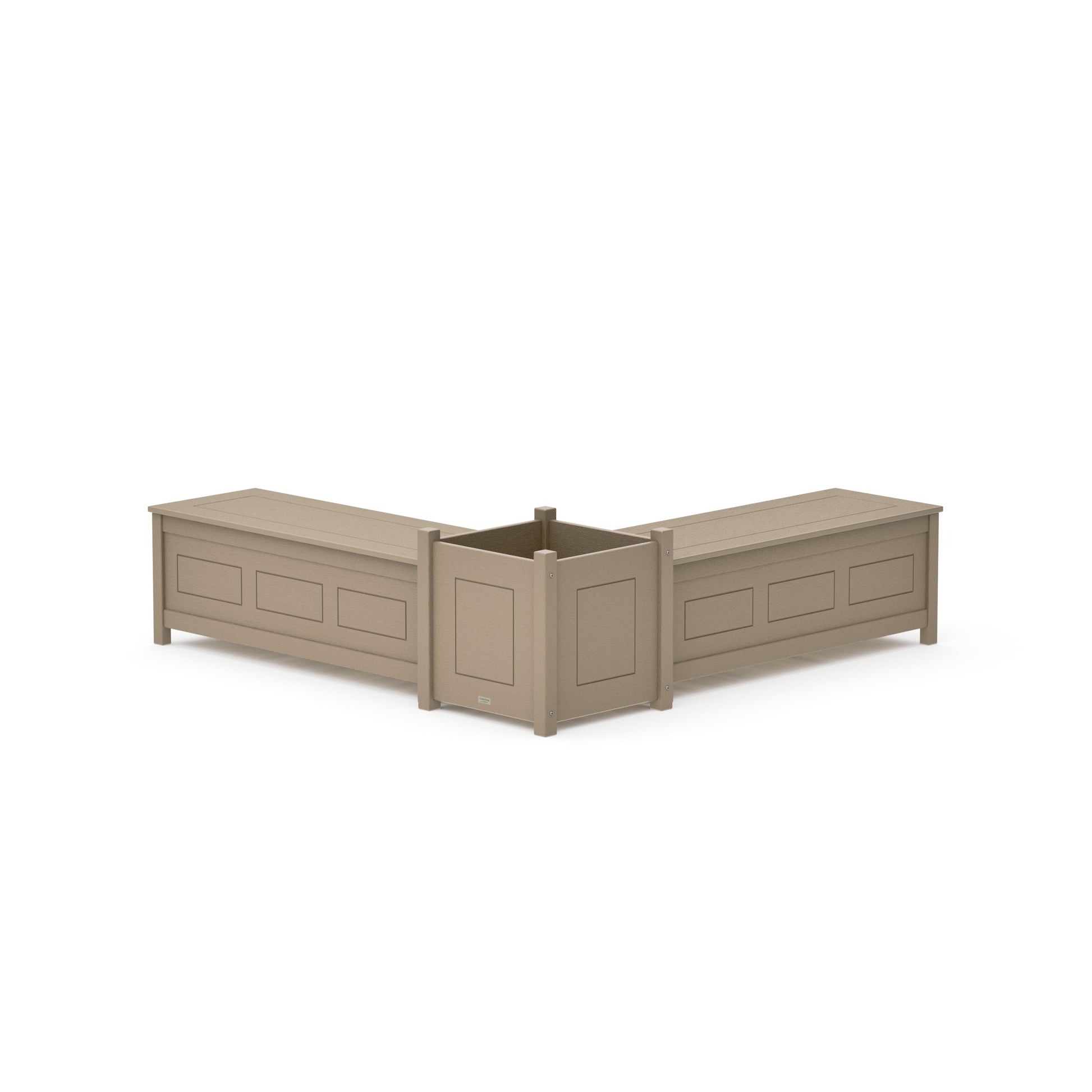 POLYWOOD 48" Country Living L- Shaped Planter Storage Bench Set- Large — Vintage Sahara