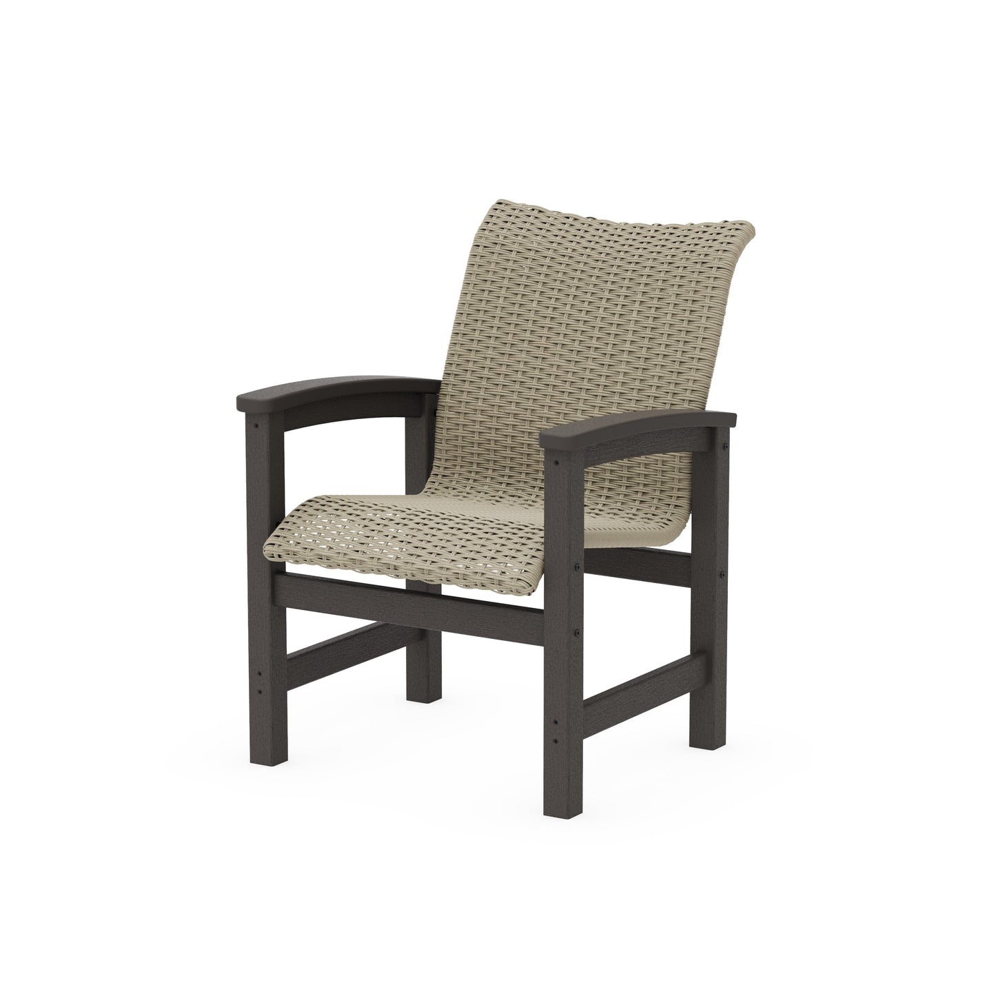 POLYWOOD Coastal Woven Dining Chair — Vintage Coffee / Dune Grass