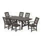 POLYWOOD Chinoiserie 7-Piece Rustic Farmhouse Dining Set — Vintage Coffee