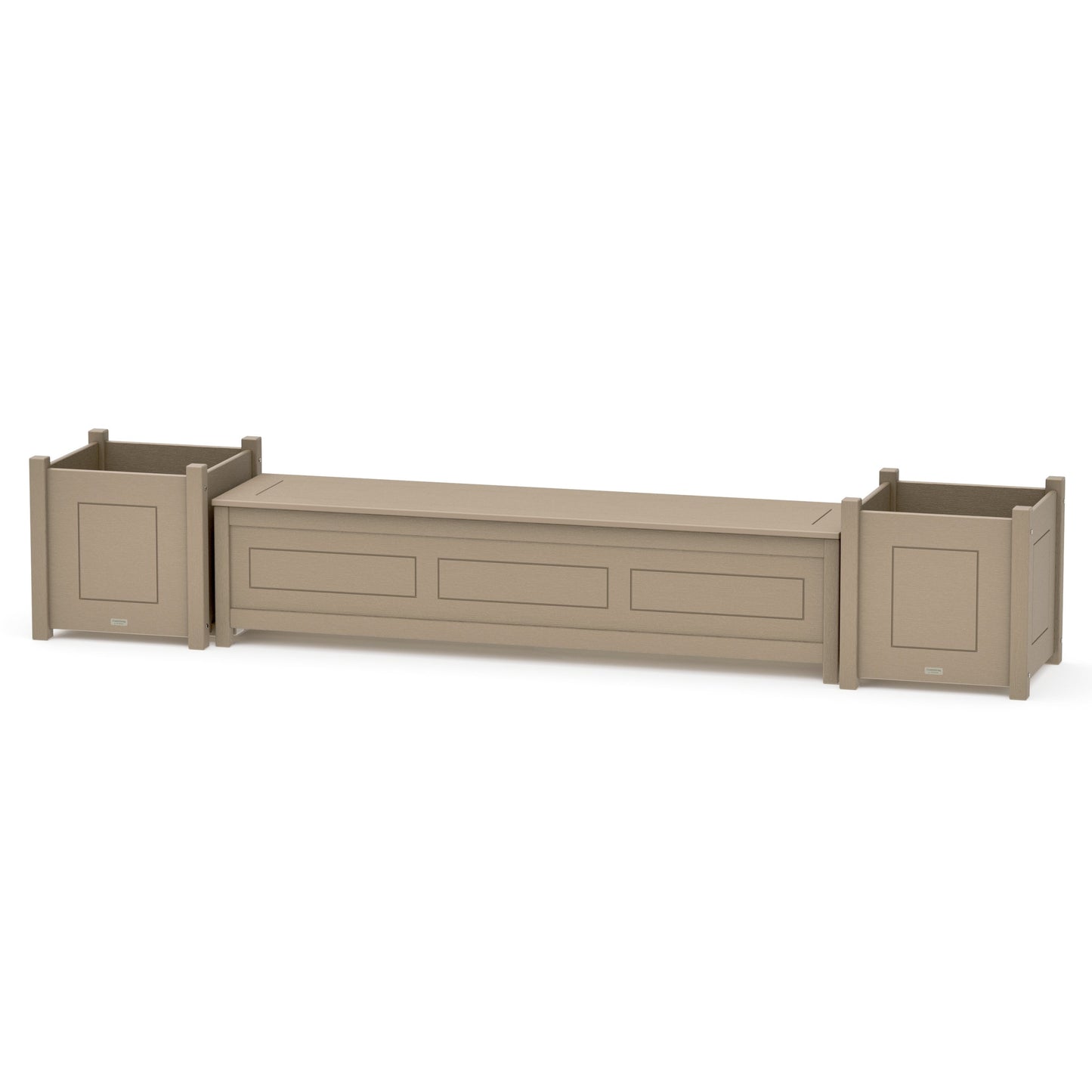POLYWOOD 72" Country Living Straight Planter Storage Bench Set- Large — Vintage Sahara