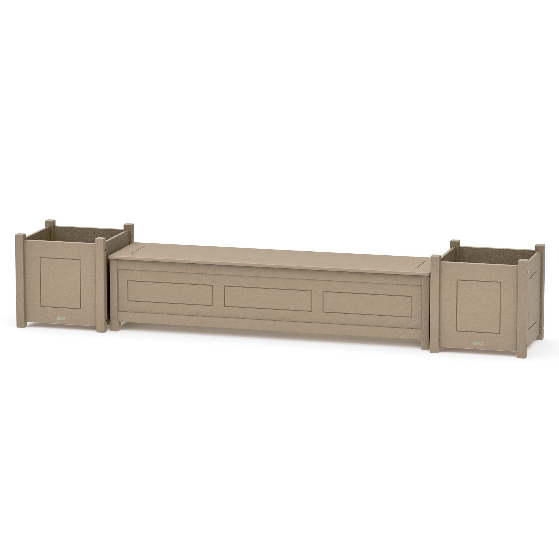 POLYWOOD 72" Country Living Straight Planter Storage Bench Set- Large — Vintage Sahara