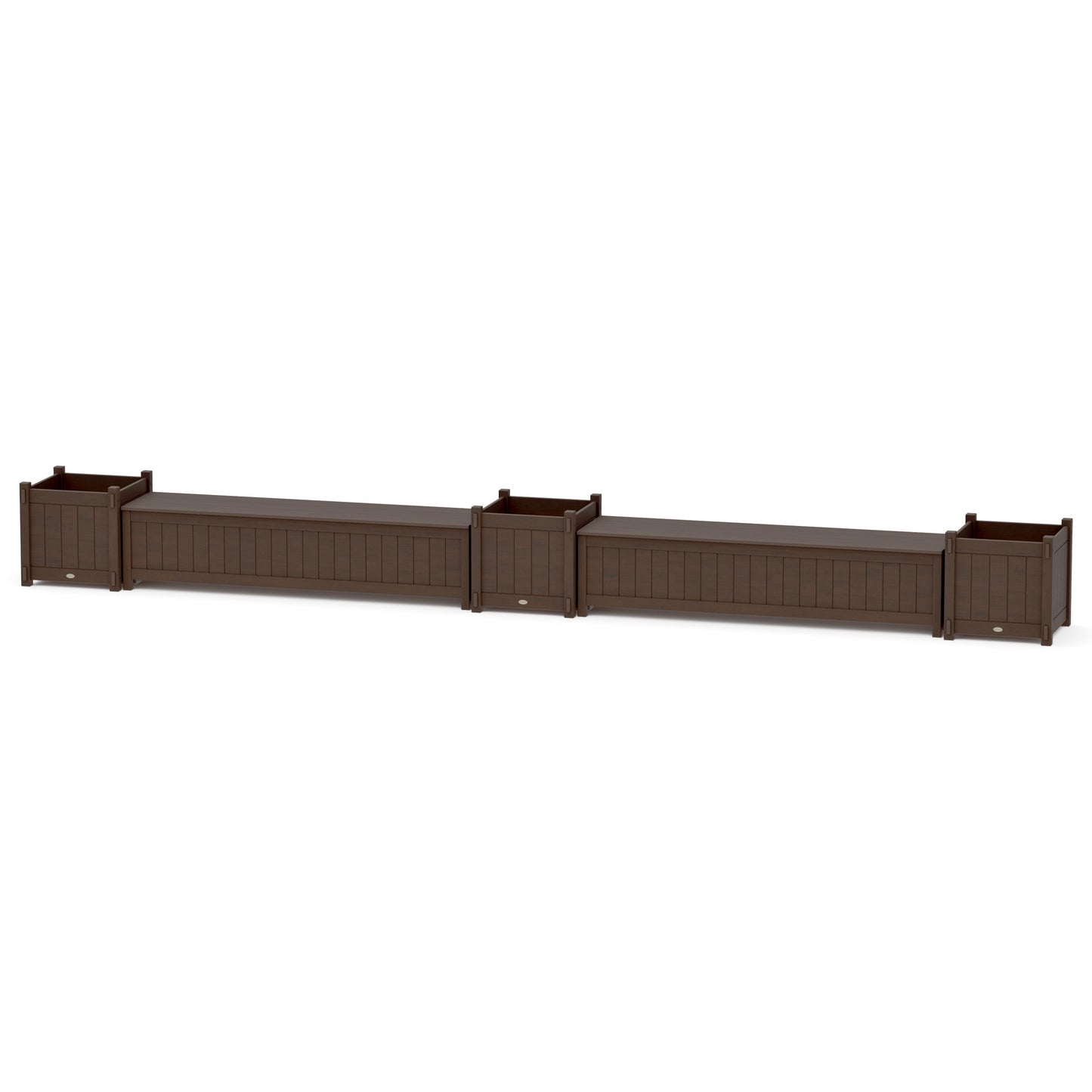 POLYWOOD 72" Vineyard Straight Double Planter Storage Bench Set- Large — Kona