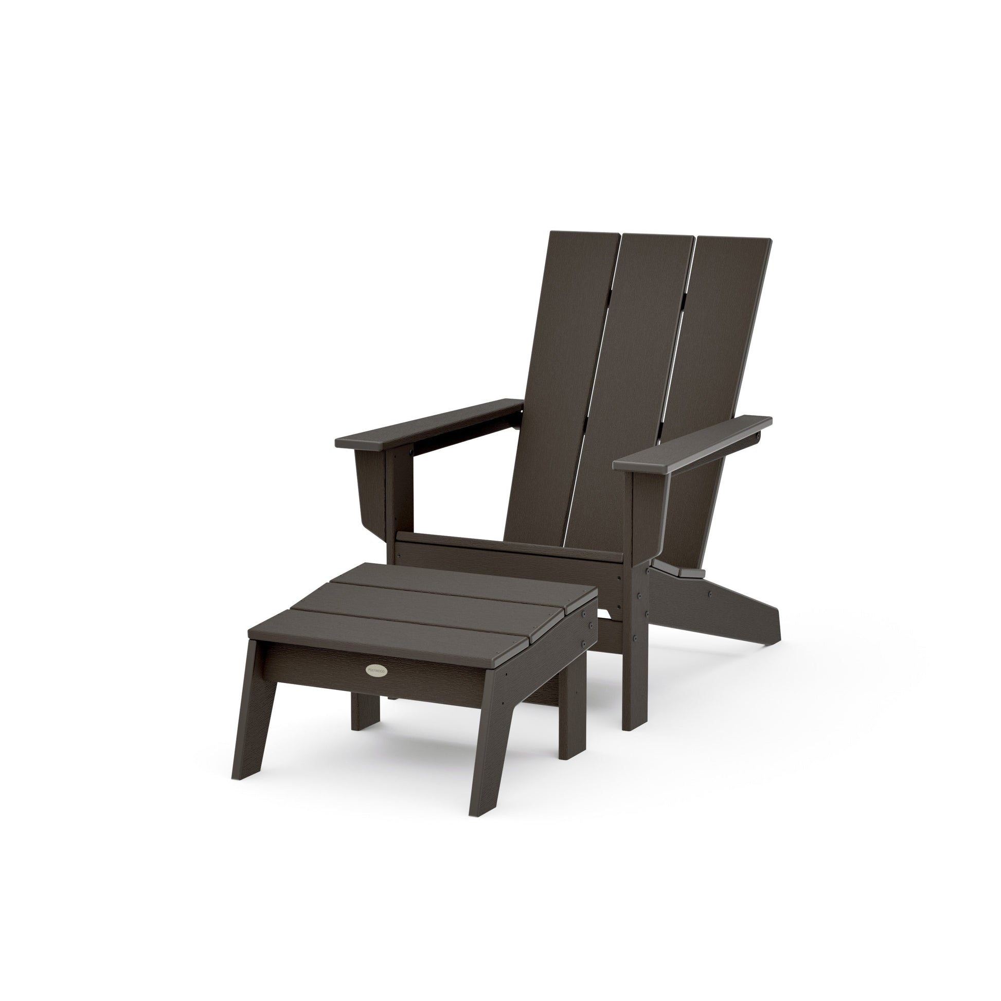 POLYWOOD Modern Studio Adirondack Chair with Ottoman — Vintage Coffee