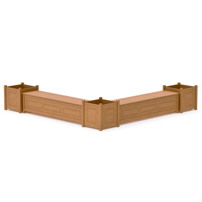 POLYWOOD 72" Country Living L- Shaped Planter Storage Bench Corner Set- Large — Natural