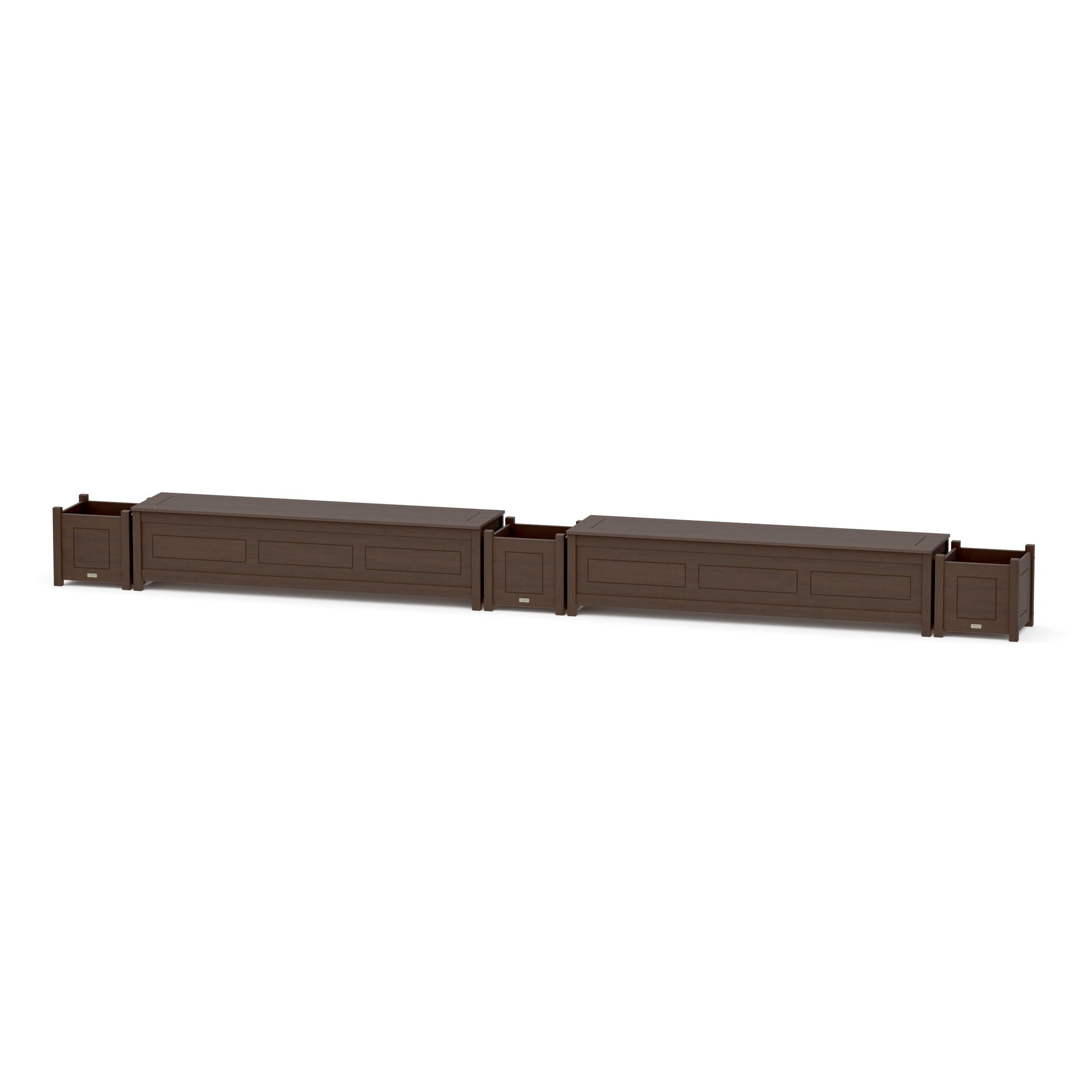 POLYWOOD 72" Country Living Straight Double Planter Storage Bench Set — Kona