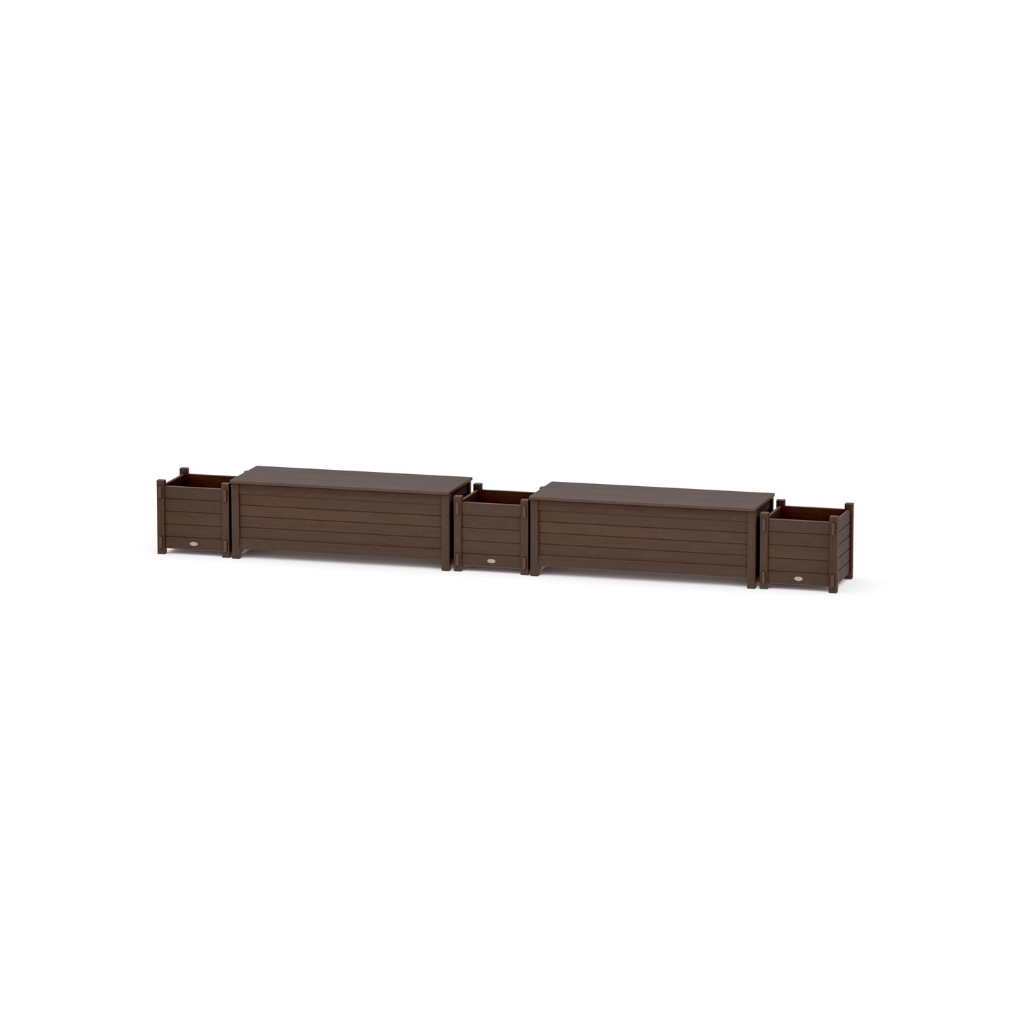 POLYWOOD 48" Nautical Straight Double Planter Storage Bench Set — Kona