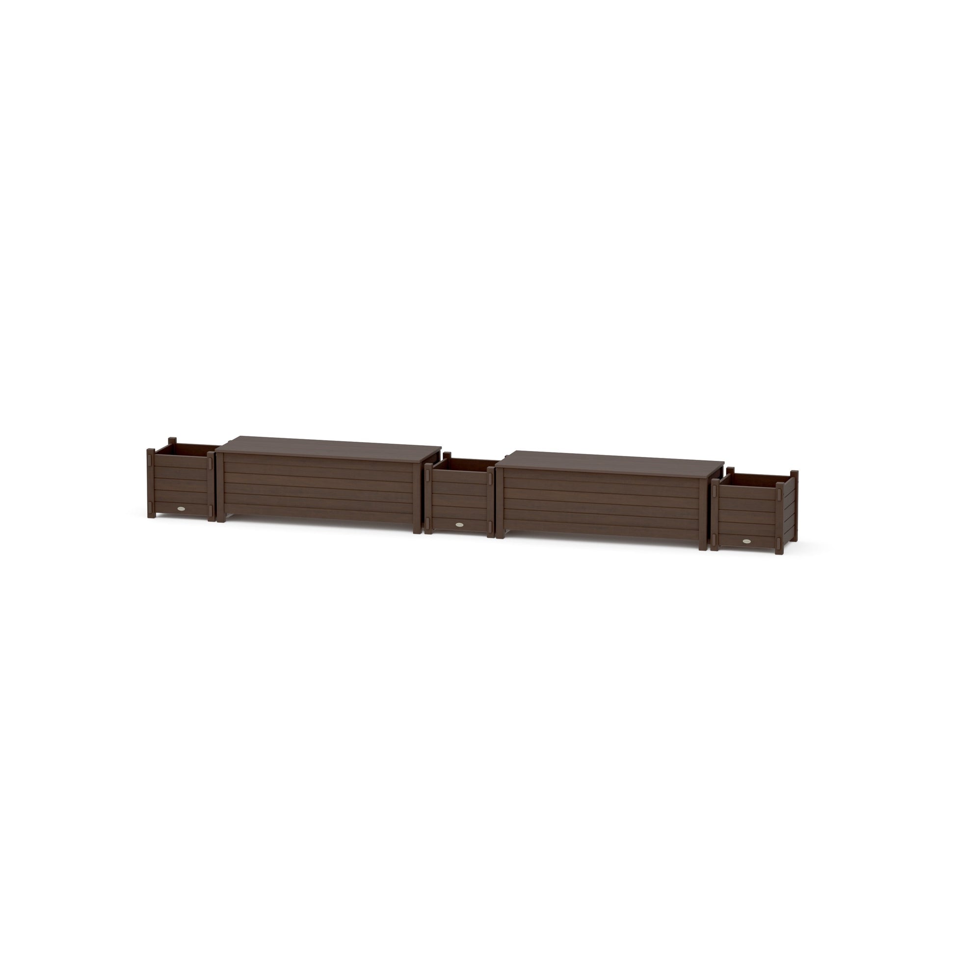 POLYWOOD 48" Nautical Straight Double Planter Storage Bench Set — Kona