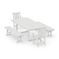 POLYWOOD Traditional Garden 5-Piece Dining Set with Benches — Vintage White