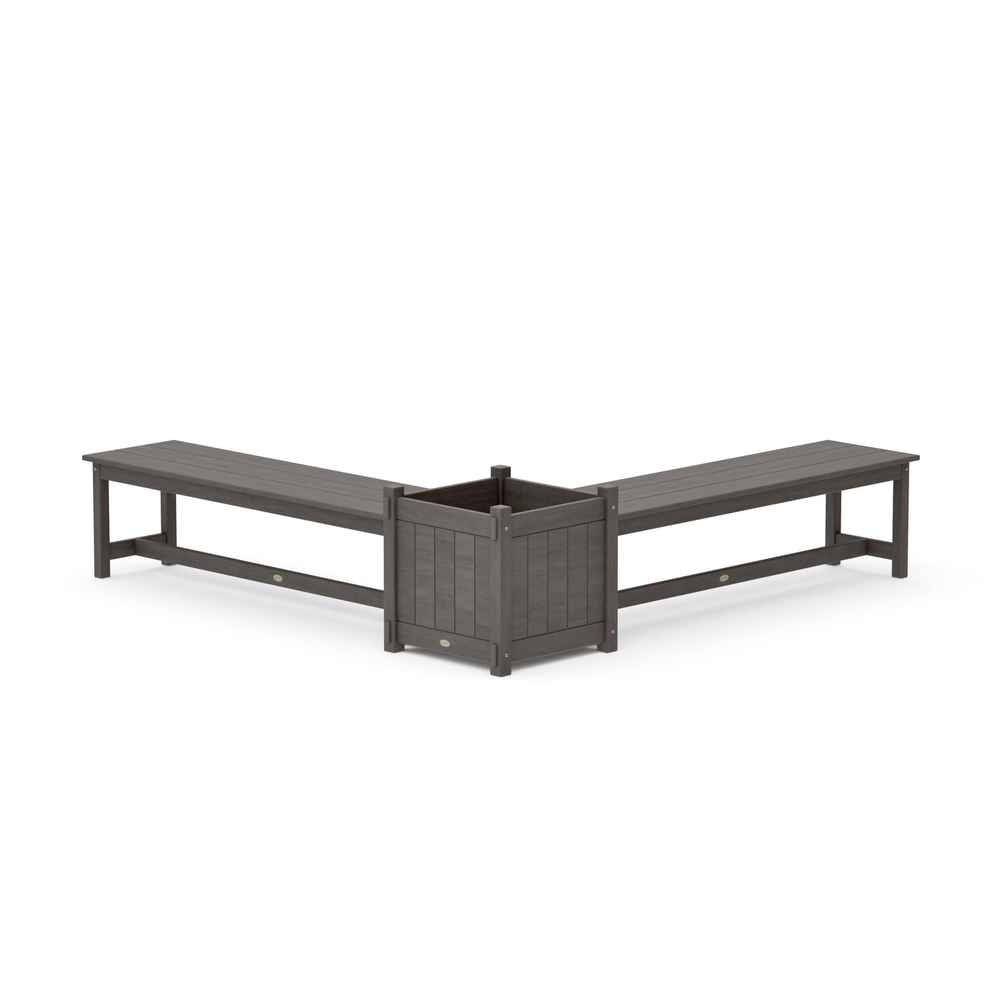 POLYWOOD 60" Vineyard L- Shaped Planter Bench Set- Large — Driftwood