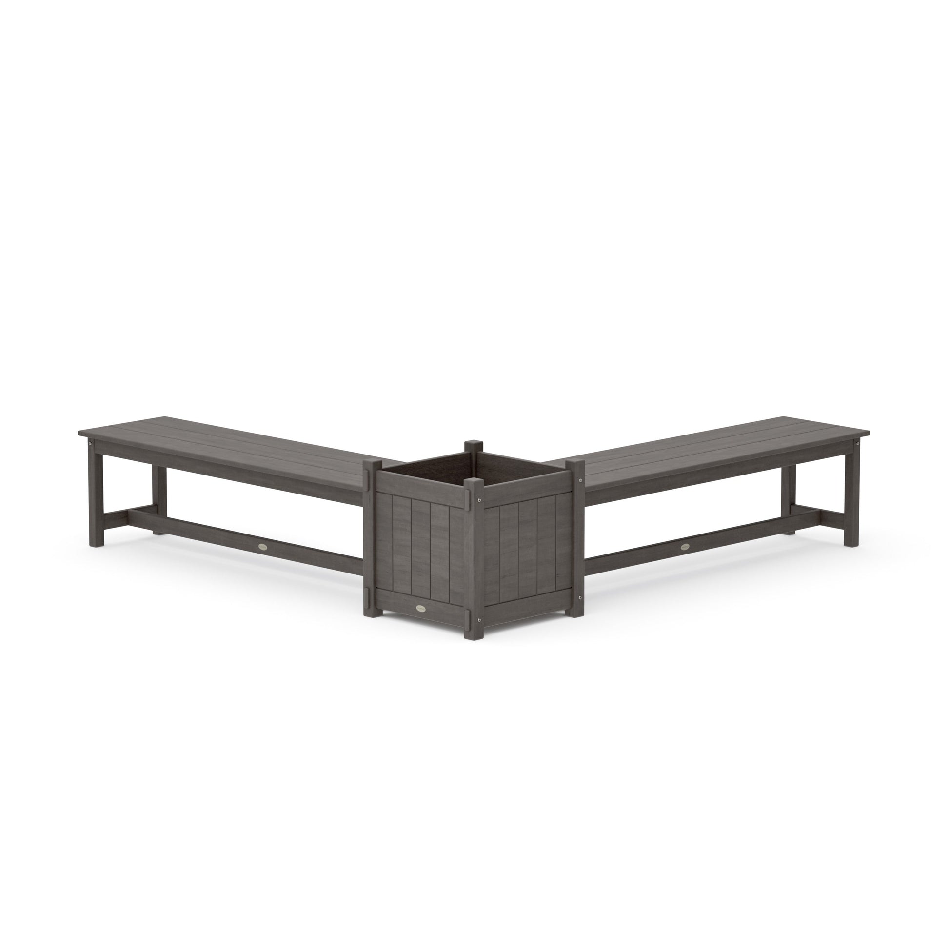 POLYWOOD 60" Vineyard L- Shaped Planter Bench Set- Large — Driftwood