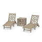 POLYWOOD Chippendale 3-Piece Chaise Set with Wheels and Umbrella Stand Accent Table — Vintage Sahara