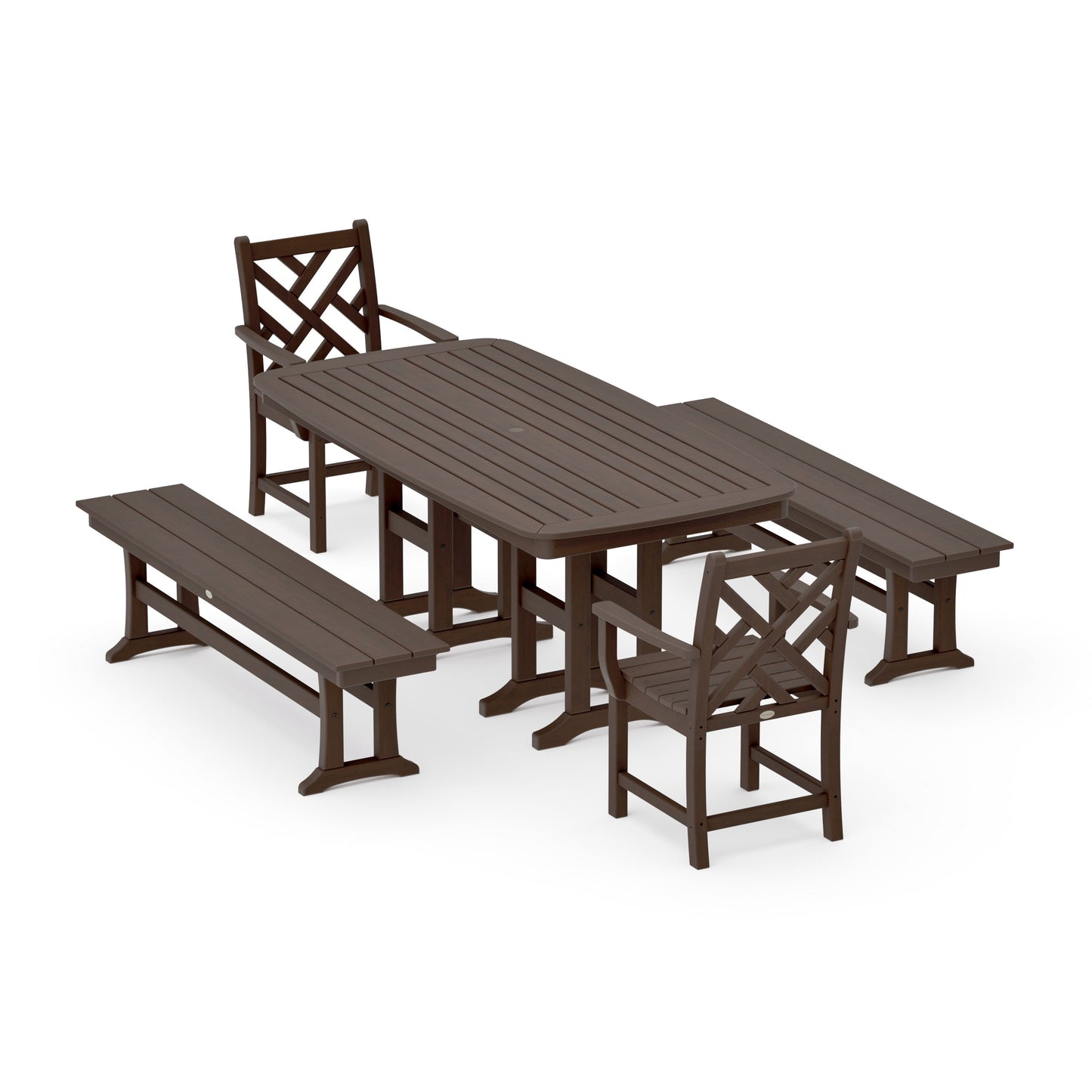 POLYWOOD Chippendale 5-Piece Dining Set with Benches — Kona